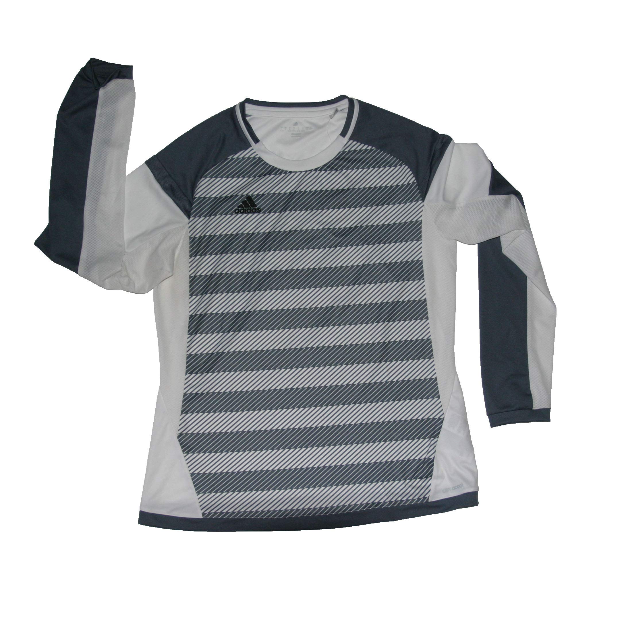 adidas Women's Climalite Long Sleeve Soccer Jersey White/Gray Stripes, Size XLarge