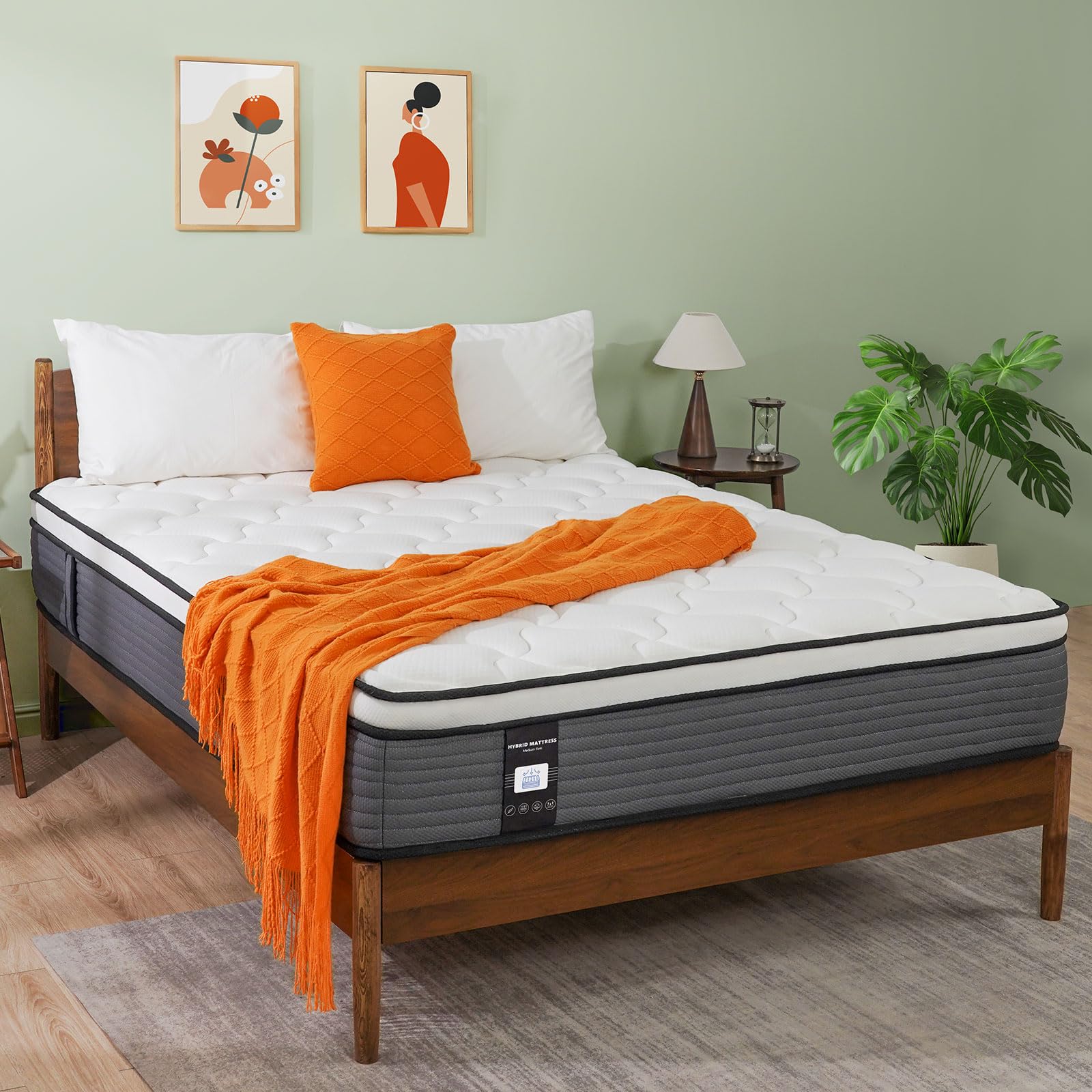 Roseyat Queen Mattress, 12 Inch Queen Size Hybrid Mattress in a Box - Memory Foam & Pocket Springs Bed, for Pressure Relief & Motion Isolation,