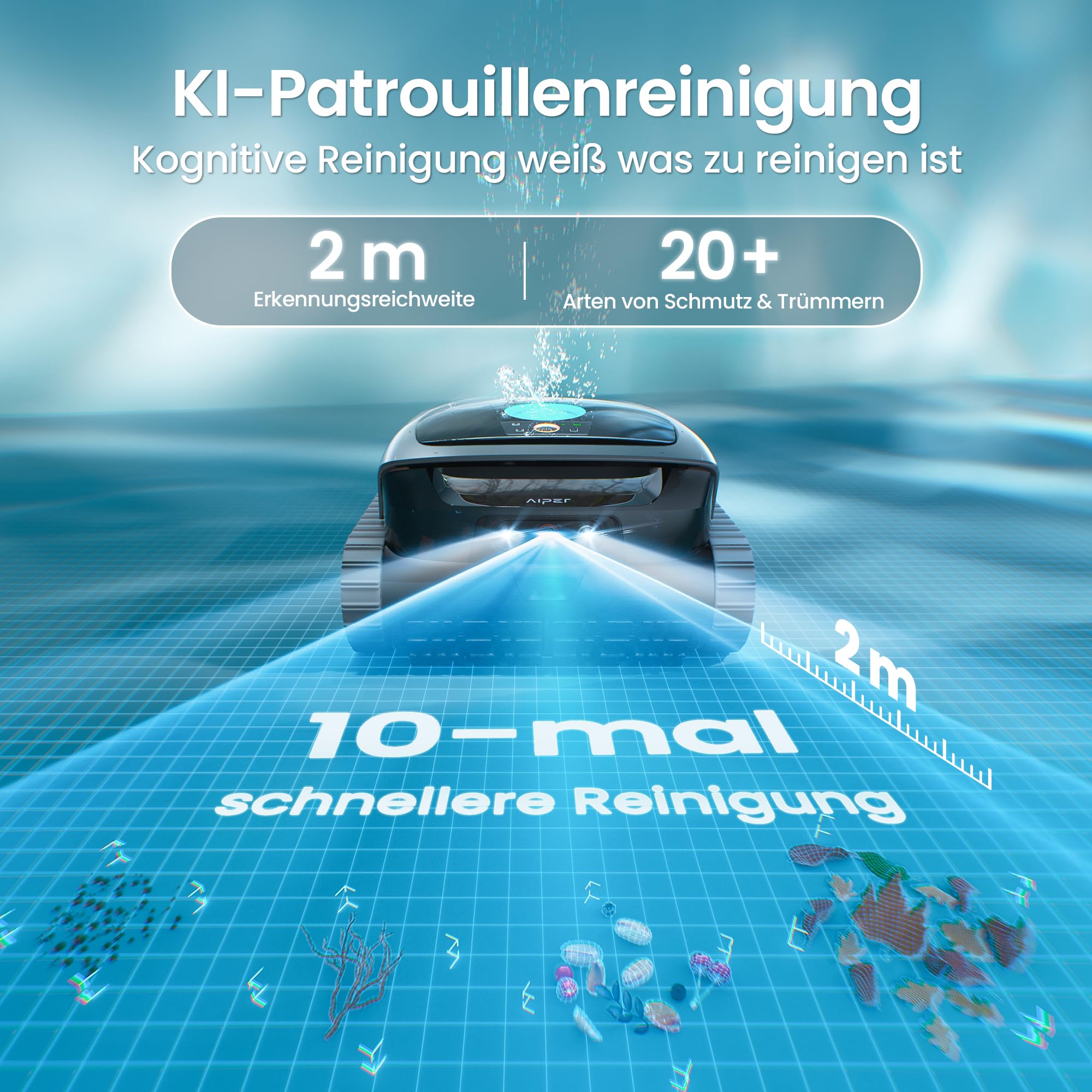 (2026 Neu) Aiper Scuba V3 Poolroboter Akku für Wand und Boden, Smart Poolsauger mit APP und KI-Visio, Wasserlinienreinigung, 3-μm-Filter, für Pools bis zu 200 m²
