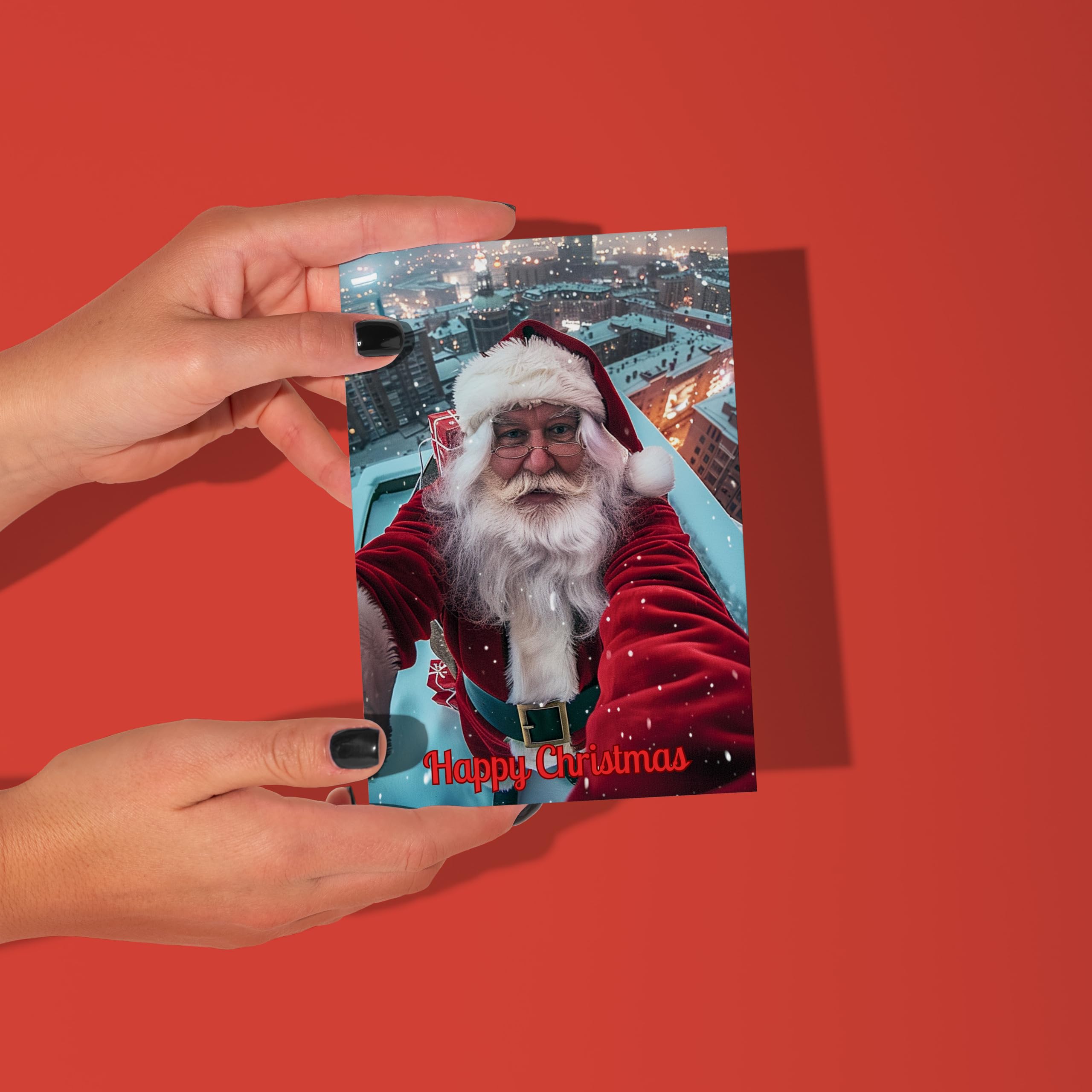 Funny Christmas Card Pack 12 Santa & Reindeer Selfie For Men & Women Perfect For Friends & Family Modern Luxury Xmas Design - Image 4