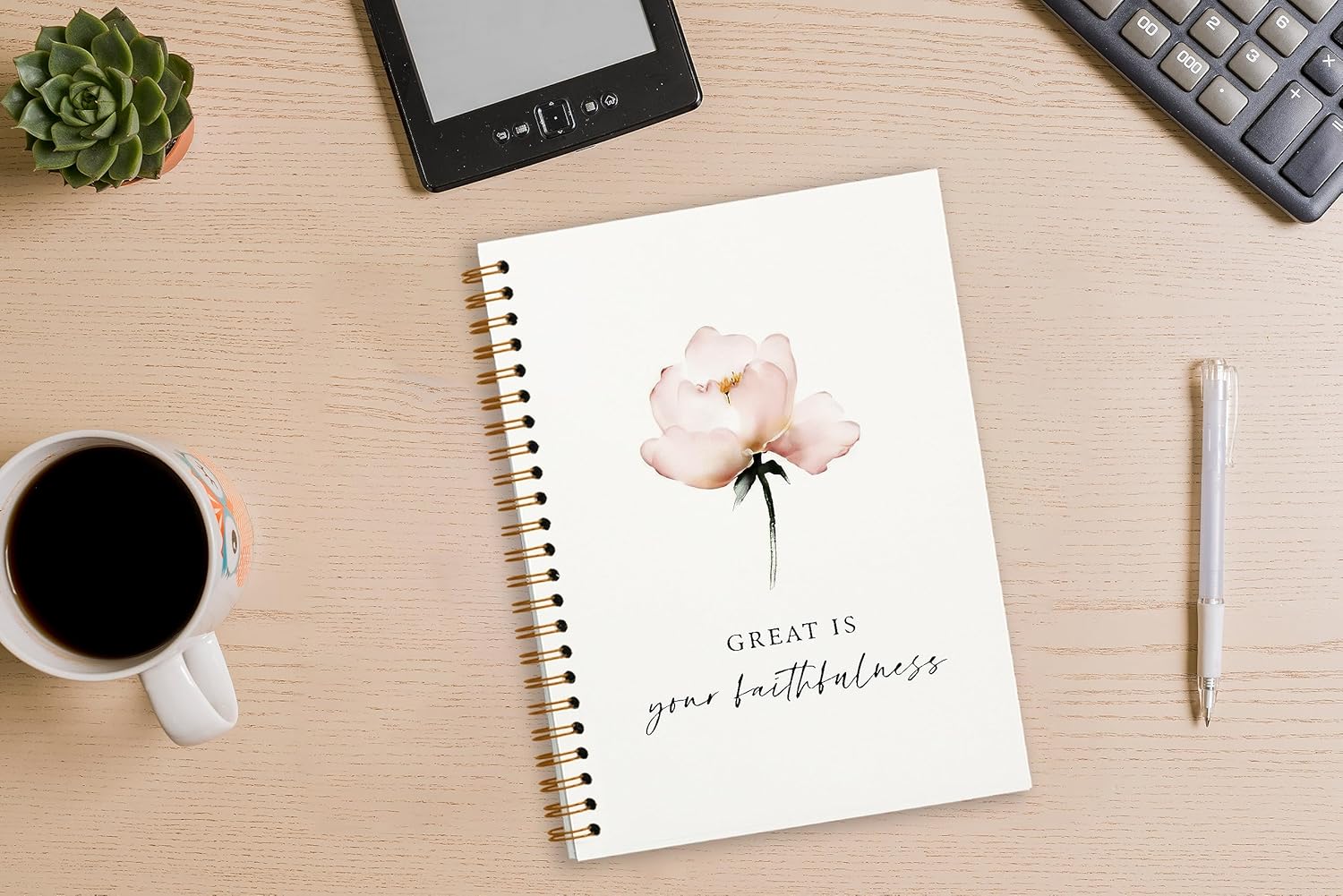 Tizzer Christian Bible Notebook for Women, Floral Christian Prayer Spiral Journal, Scripture Bible Journaling Notebooks for Note Taking Work, Christian Gifts for Women, Scripture Great is Your Faithfulness Hardcover Spiral Notebook 5.5x8.3 - Image 3