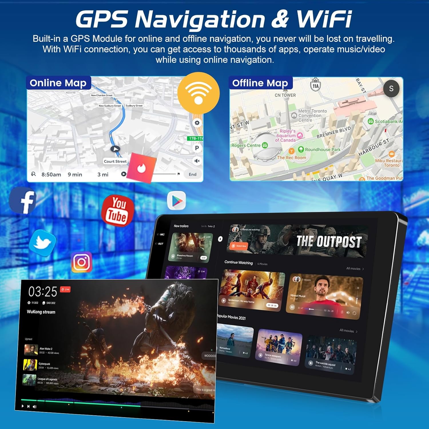 [4+64G] NHOPEEW for Dodge Charger Car Radio 2011-2014 - Wireless Carplay and Android Auto - 9 Inch Incell Touchscreen Android Car Stereo - GPS / 5GHz WiFi/EQ Audio/SWC/FM/RDS + AHD Backup Camera