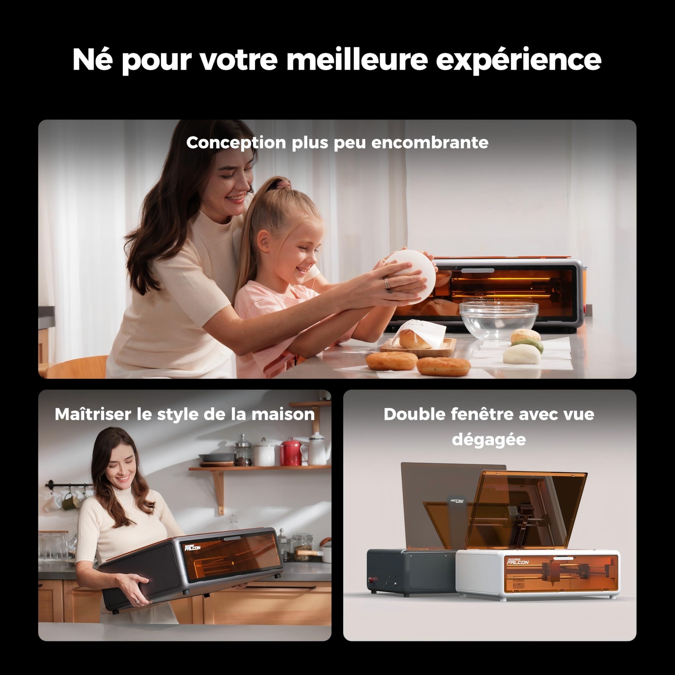Creality Falcon A1 10W Kit de Gravure Laser, Découpeuse Laser Entièrement Fermée, Caméra Intelligente, 600mm/s, Zone de Travail 305 x 381mm, Idéal pour le Bois, le Métal et L'acrylique, pour Débutants