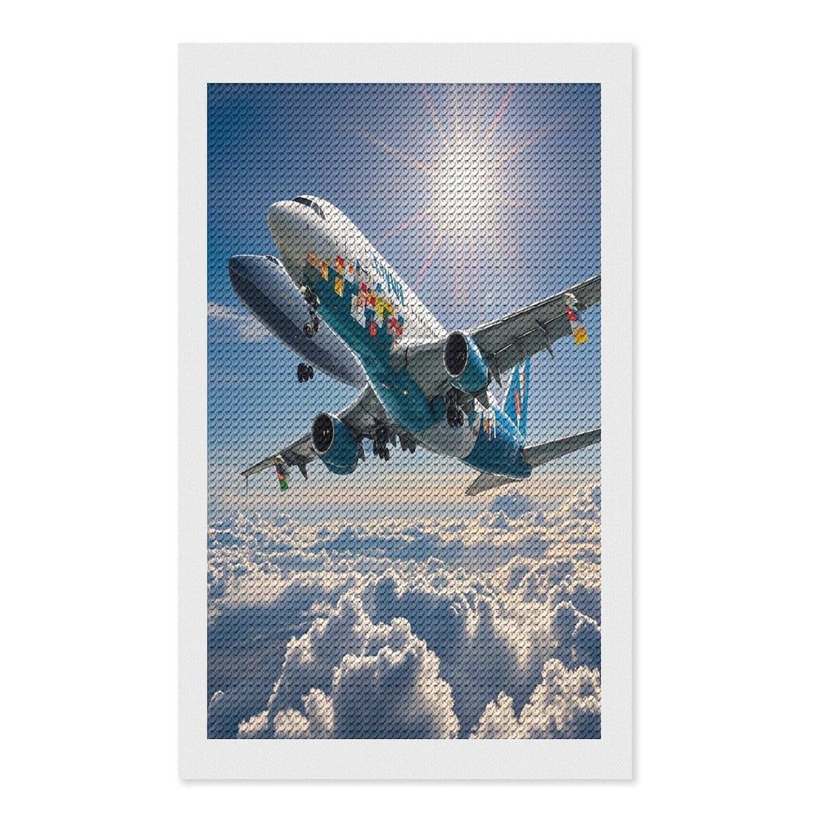 FekiLoot Airplane Diamond Painting Kits for Adults Full Round Drill Diamond Art Kits for Beginners 5D DIY Diamond Dots Paintings Diamonds Pictures Gem Art Home Wall Decor 12"x20"