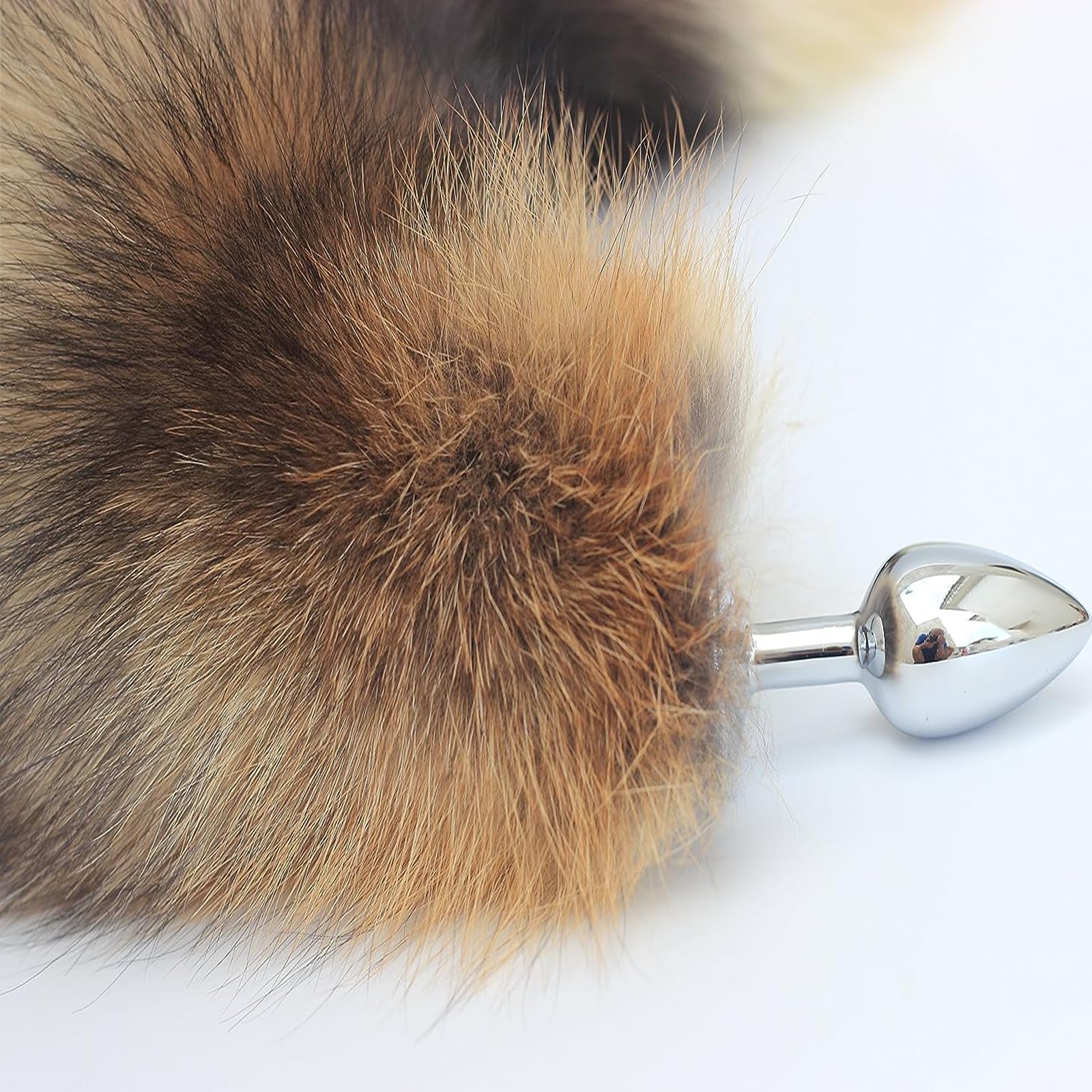 Tail Plug Anal Butt Plug, Butt Plug Faux Fur Tail Anal Sex Toys Buttplug Wolf Tail Toys Stainless Steel But Plug Butt Toys Sex Toys for Women Cosplay Adult Sex Toys for Women Men Couple (Grey): C-brown