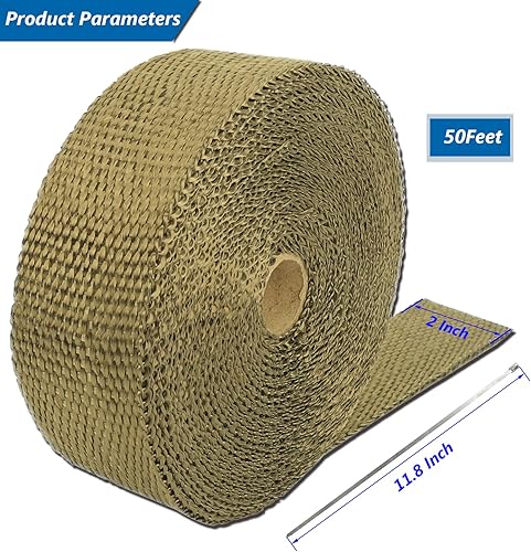 Miniatura 2 de Superfastracing Rollo de 2 rollos de 2 pulgadas y 50 pies de titanio lava, basalto, para tubo de cabezal de colector de motocicleta, cinta de