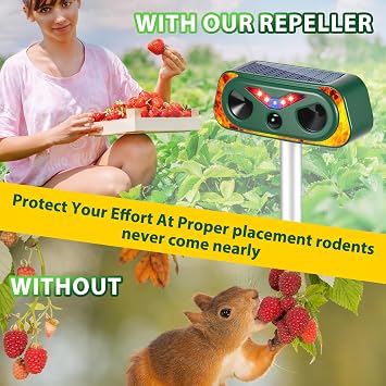 Cat Deterrent, Fox Deterrents for Gardens UK, Solar Powered Ultrasonic Cat Repellent with Pir Motion Sensor & LED Flame Lights, Ip66 Waterproof, Effective for Squirrels, Dogs Foxes Birds