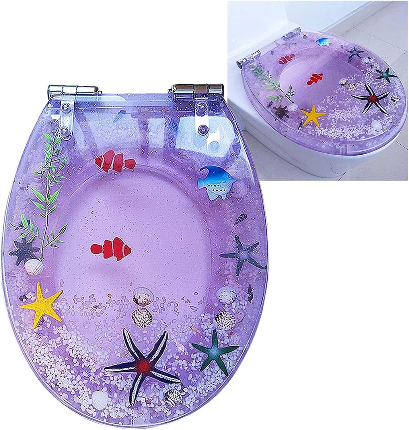 Resin Toilet Seat Round,Purple Toilet Seat,Elongated Toilet Seat Slow