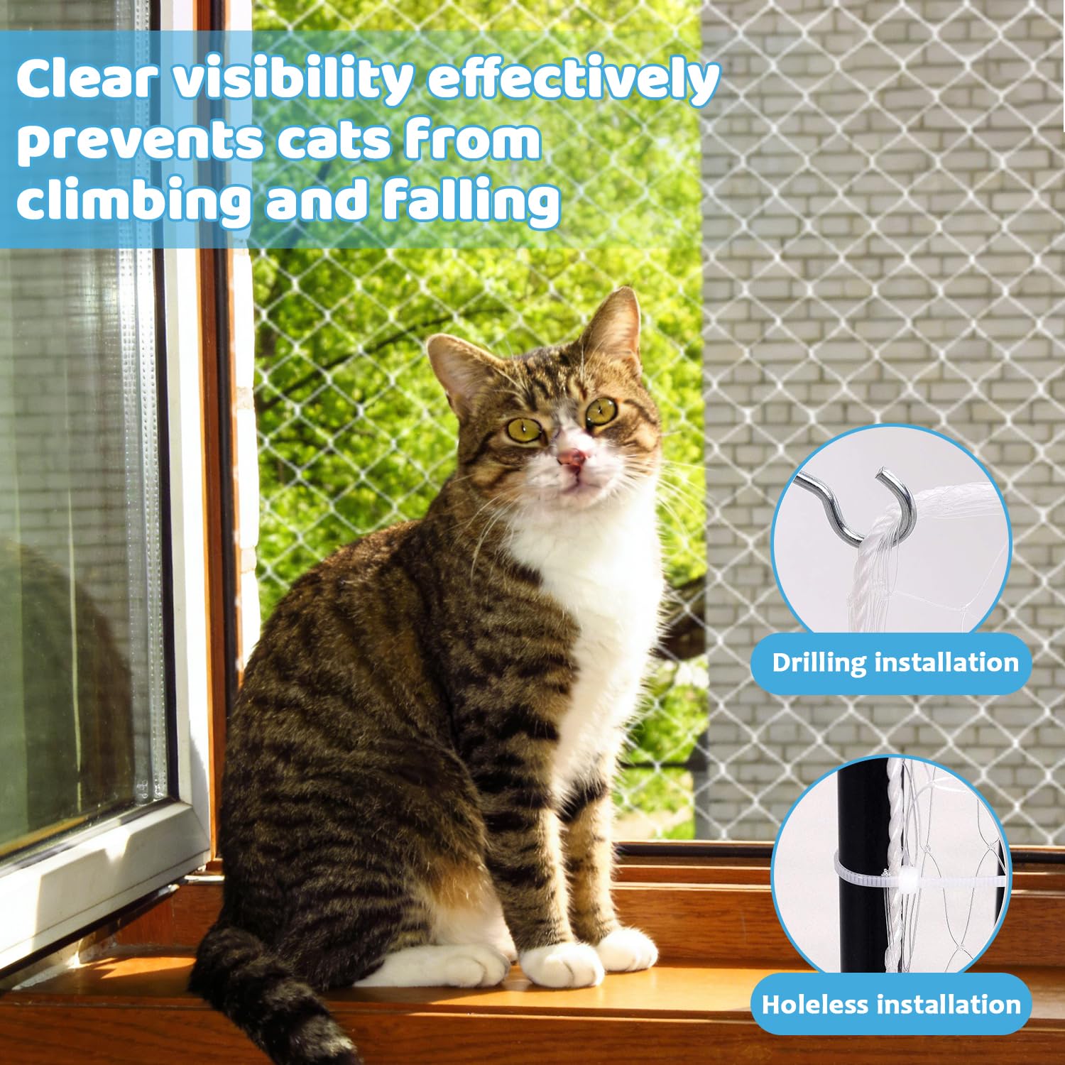 Rete per Gatti, 10 x 3 m Rete per Gatti Balcone, Rete Anti Uccelli, Rete Anti Piccioni, Multifunzione Rete Gatti, Rete Gatti Balcone, Rete per Gatti Tagliabile, per Balconi, Finestre, Terrazzo