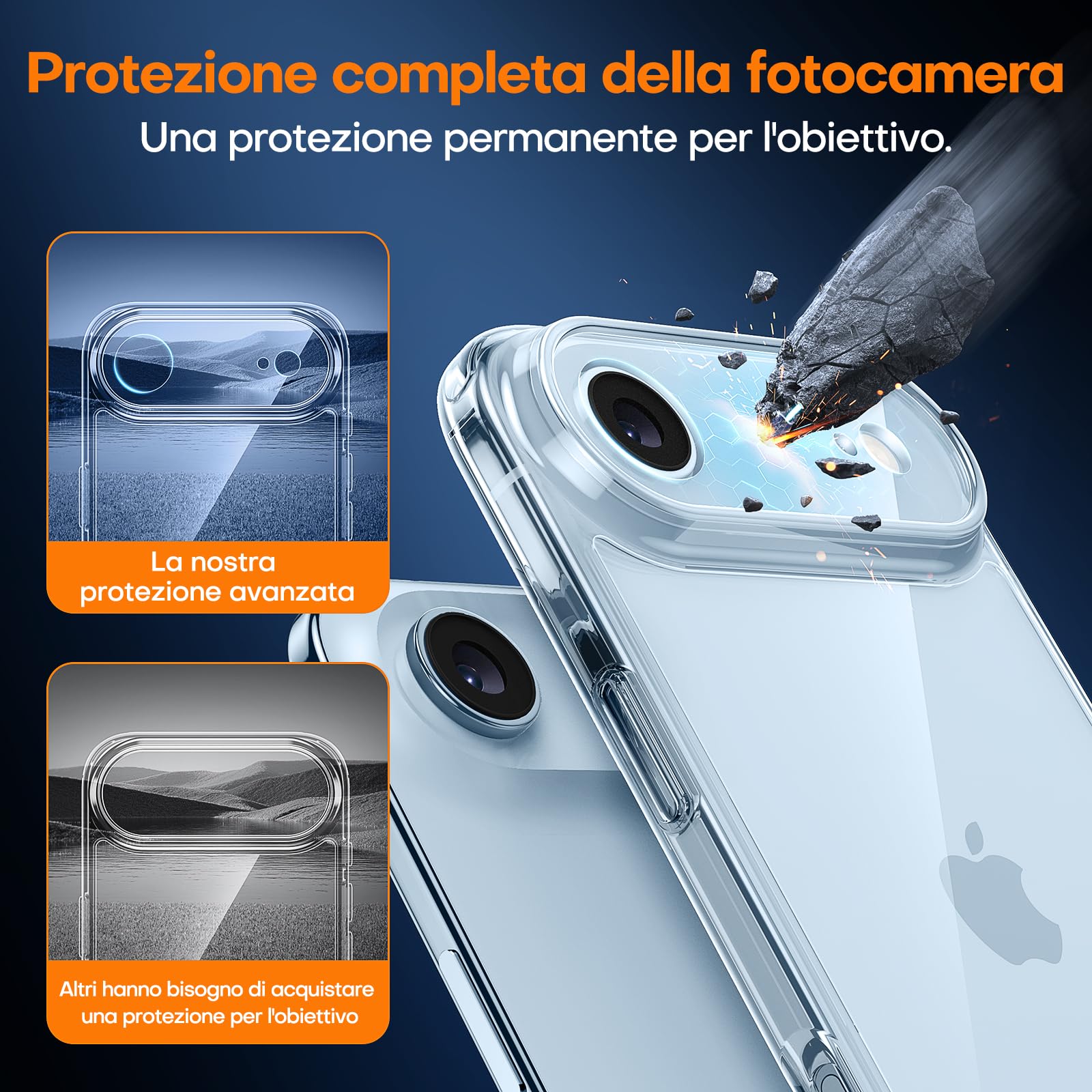 TAURI Cover per iPhone Air con Pellicola in Vetro Temperato,Protezione Completa della Fotocamera,Custodia per Sottile Antishock, Anticaduta 17 Air - Trasparente