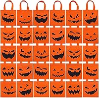 Vista 7 de Elcoho Paquete de 30 bolsas no tejidas de Halloween para pedir dulces o trucos, bolsas de calabaza, bolsas de regalo con asas, recuerdos de fiesta