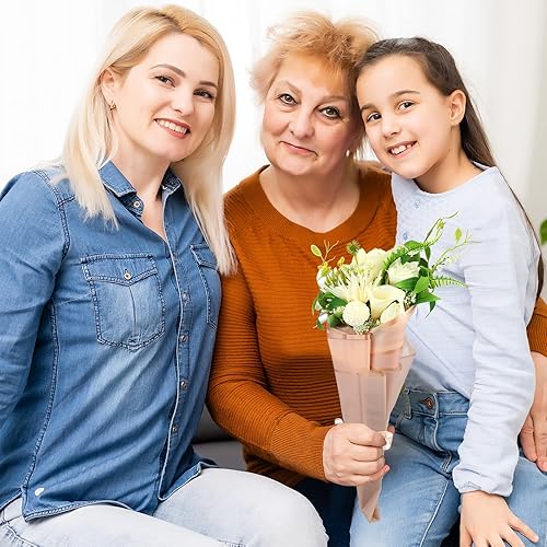 Miniatura 6 de Outus 106 piezas de papel de regalo de flores rosas de San Valentín con cinta, papel de regalo floral impermeable, embalaje esmerilado para