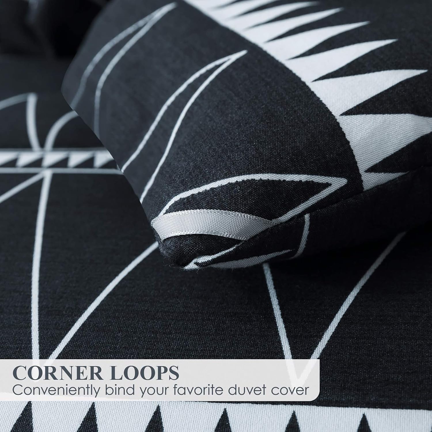 Andency Black Comforter Queen, 3 Pieces Bedding Comforter Sets (1 Boho Geometric Striped Comforter & 2 Pillowcases), Black Bohemian Summer Lightweight Microfiber Down Alternative Comforter Set : Home & Kitchen