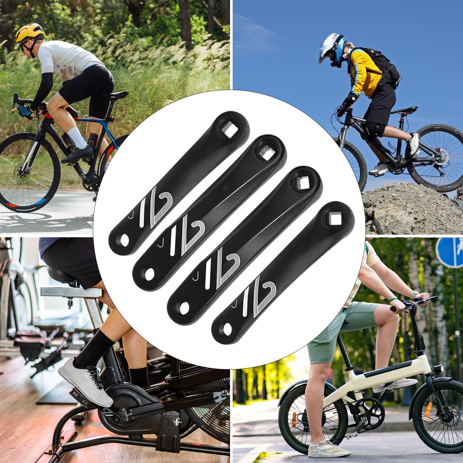 Pedivella ricambio per bici elettrica in lega alluminio per bici da Pedivelle rotanti per biciclette da montagna Biciclette pieghevoli Quadrato/Rombo/Spline Manovella conica a