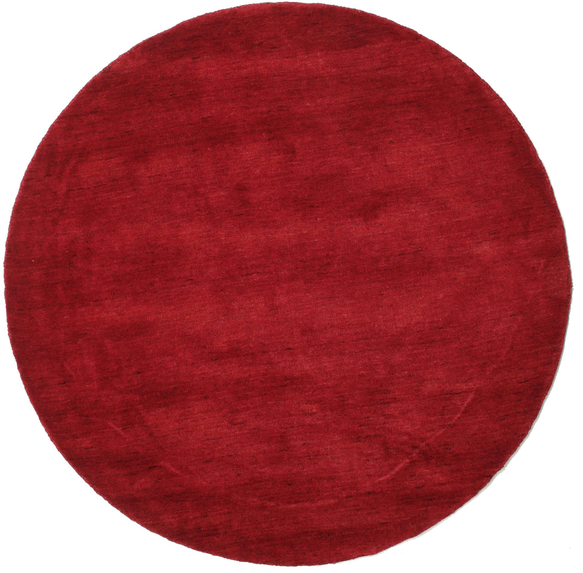 RugVista Handloom, Alfombra Shaggy/Handloom, Pelo Corto, ∅ 150 cm, Redonda, Calidad cert. Care & Fair, Lana, Pasillo, Dormitorio, Cocina, Salón, Comedor, Despacho, Rojo Oscuro