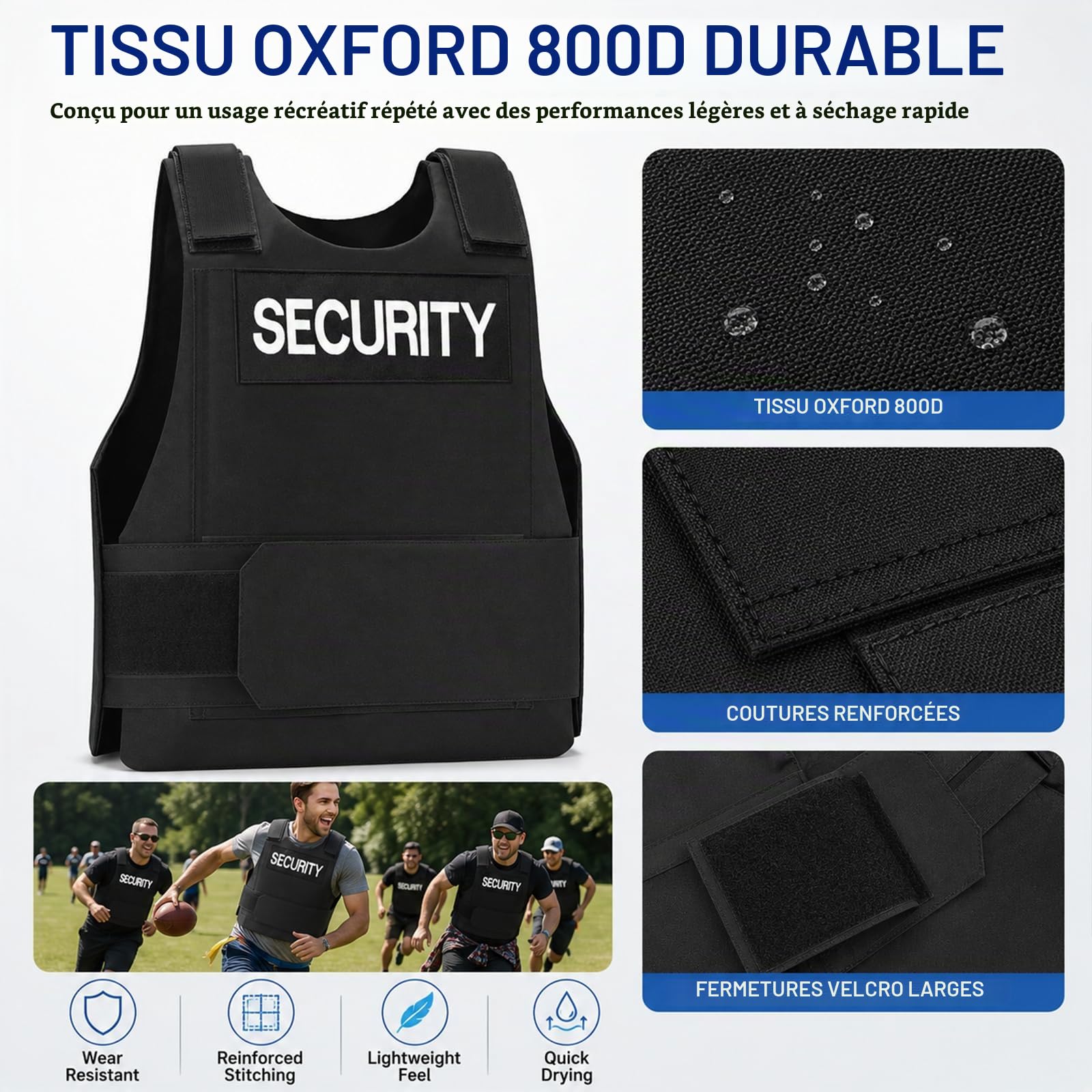 Taeku Gilet d’Entraînement Extérieur, Gilet de Sécurité Léger et Réglable pour Airsoft, Paintball, Cosplay et Jeux d’Équipe