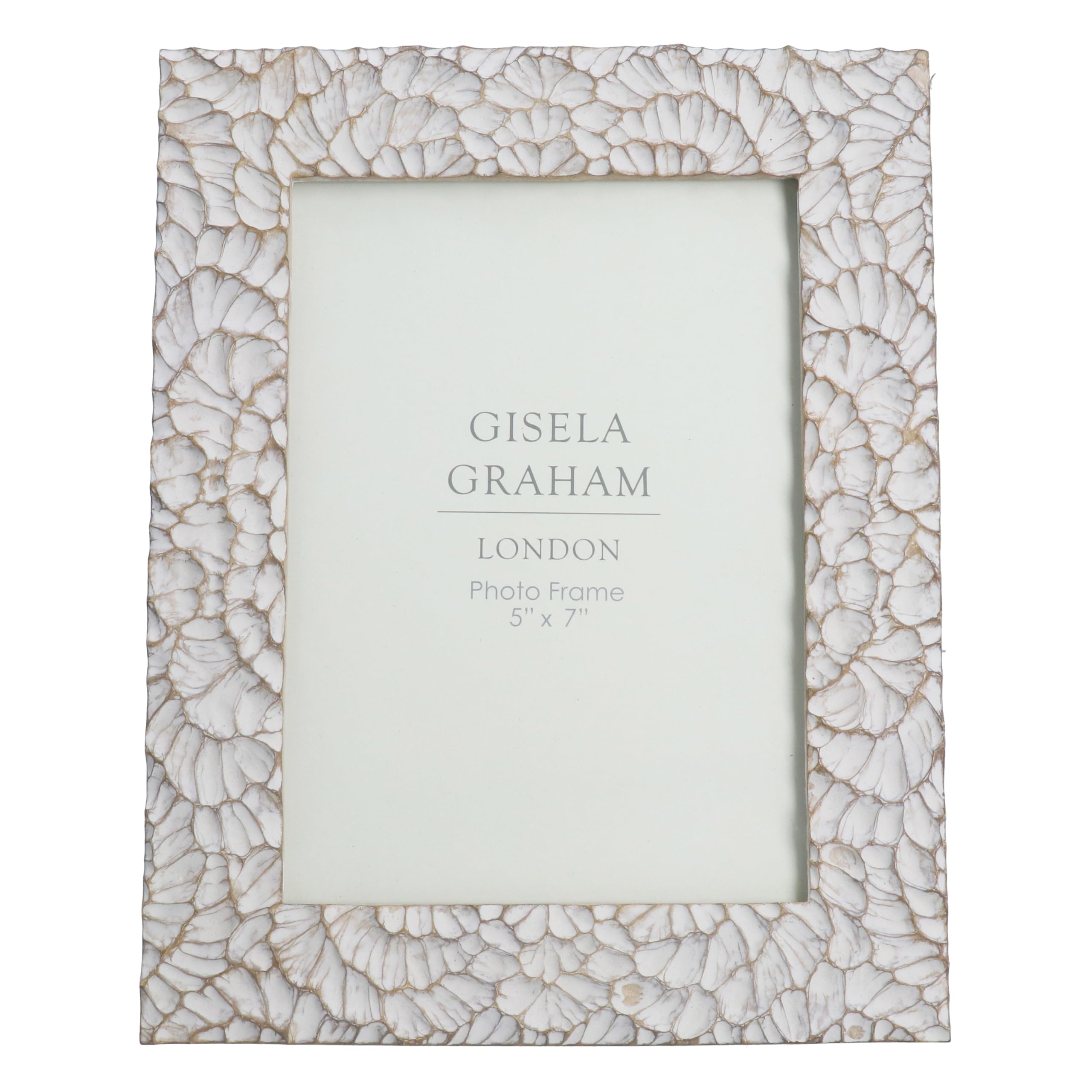 Gisela Graham Taupe Frill Resin Photo Frame, Distressed Finish (5 X 7 Inch)
