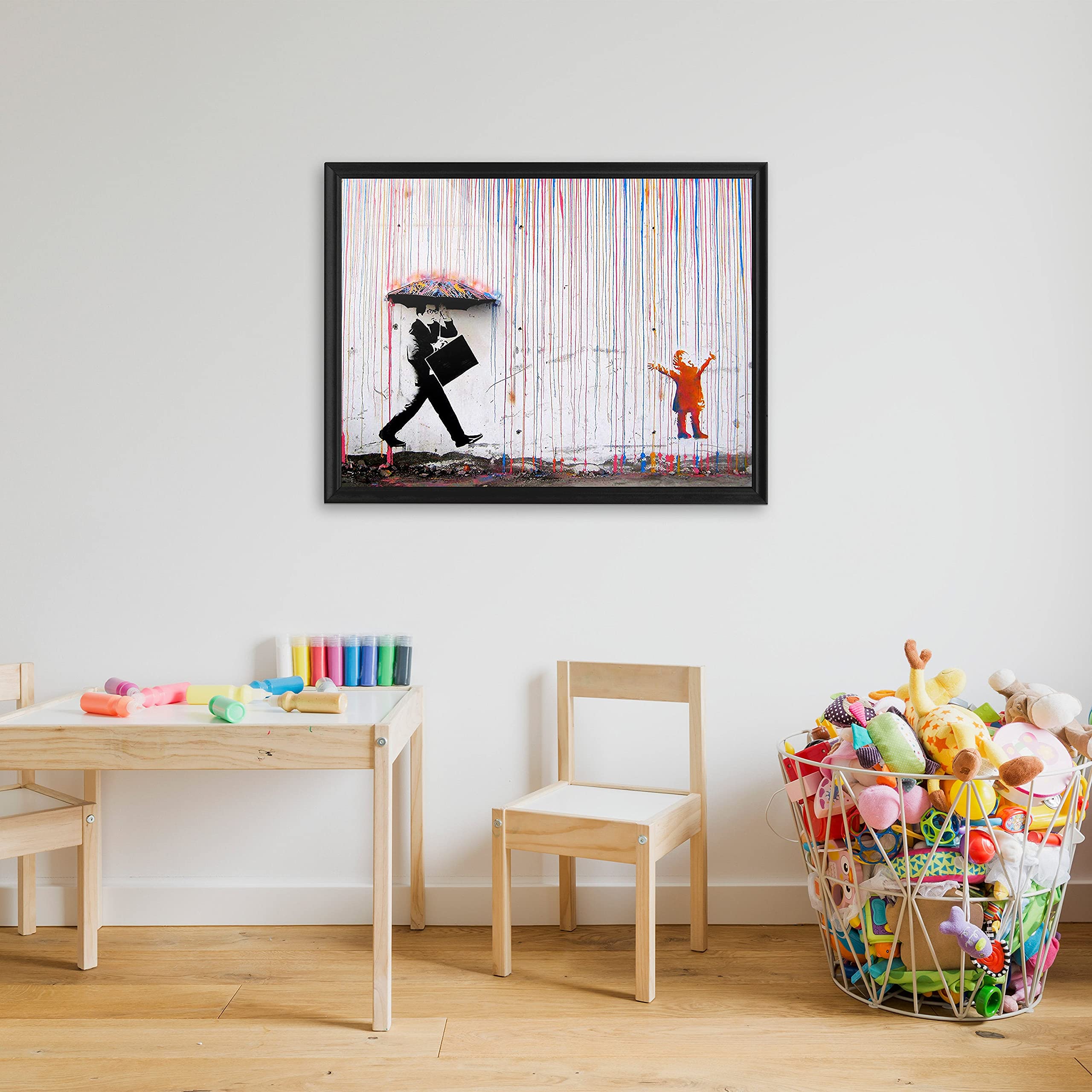Decords Banksy Art Rainbow Rain Picture Print - Banksy Wall Art