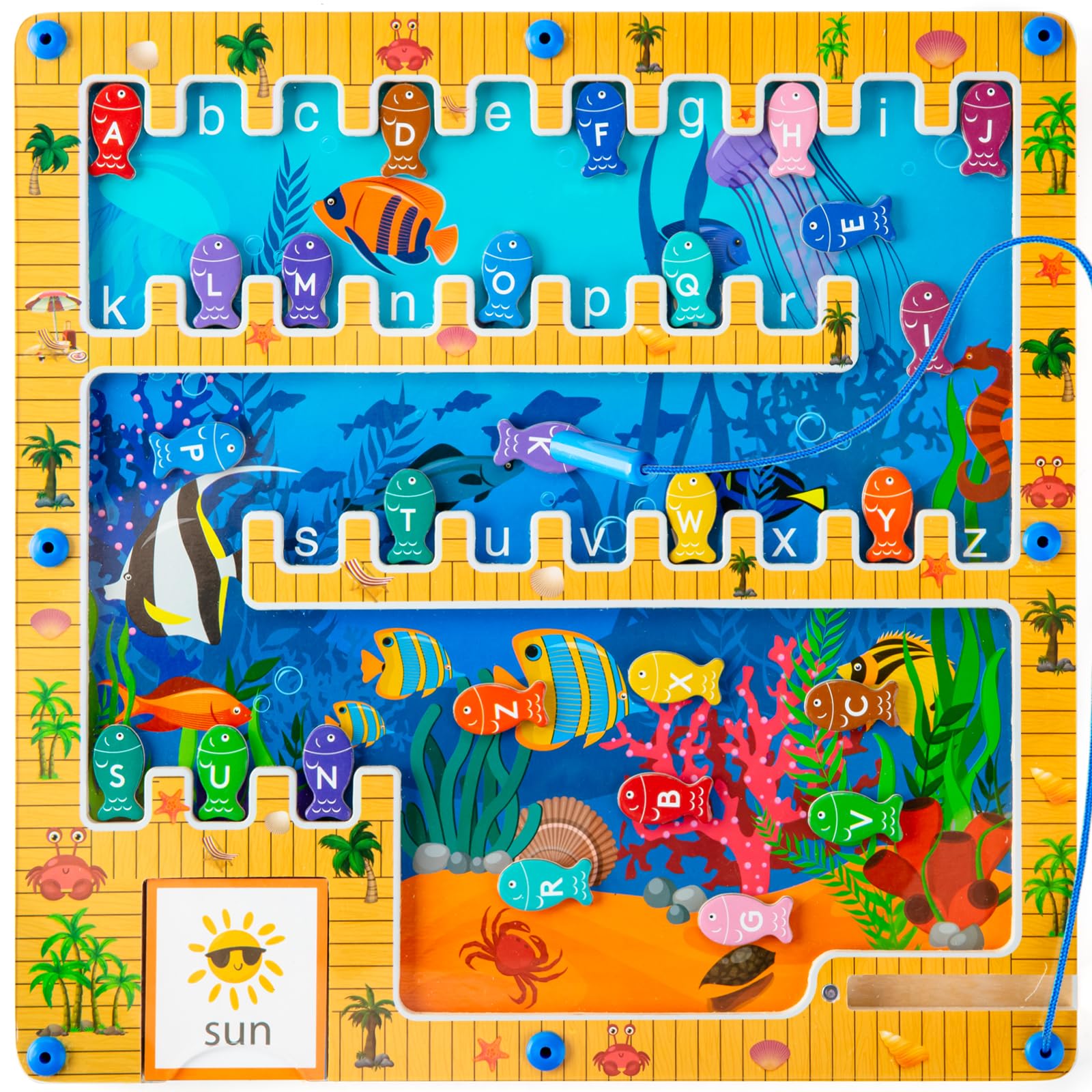 Juboury Magnetic Alphabet Maze, Montessori Toys for 3+ Year Old, Learning Educational Fine Motor Skills Toys for Preschool Kids Boys Girls 3 4 5 Years Old