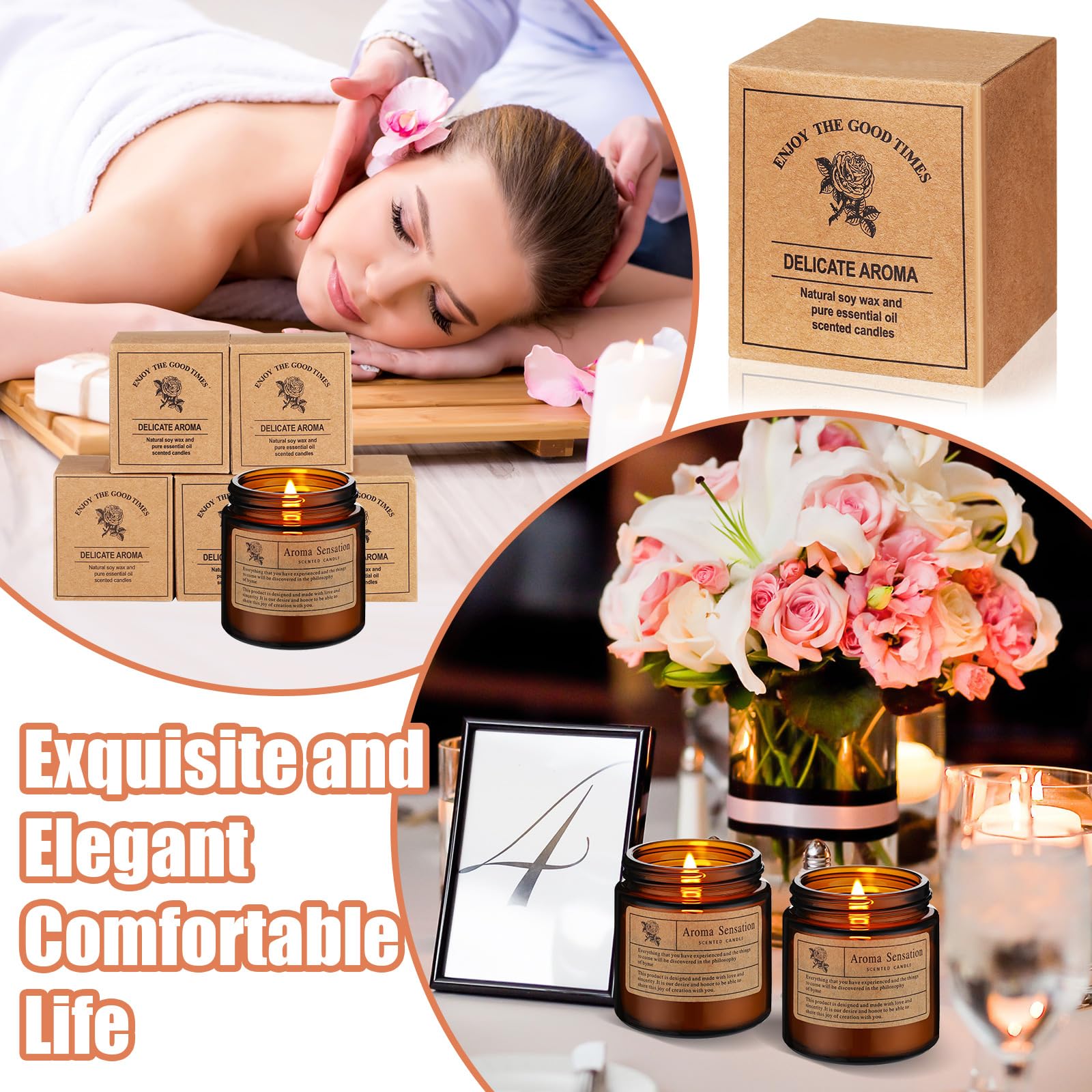 MTLEE 12 Stück Kerzen für Zuhause, Duftkerzen, Geschenk-Set für Frauen, langlebig, Aromatherapie, Duftkerze im Glas, Sojawachskerzen für Geburtstag, Lehrer, Erntedankfest, Jahrestag (Blumenduft)