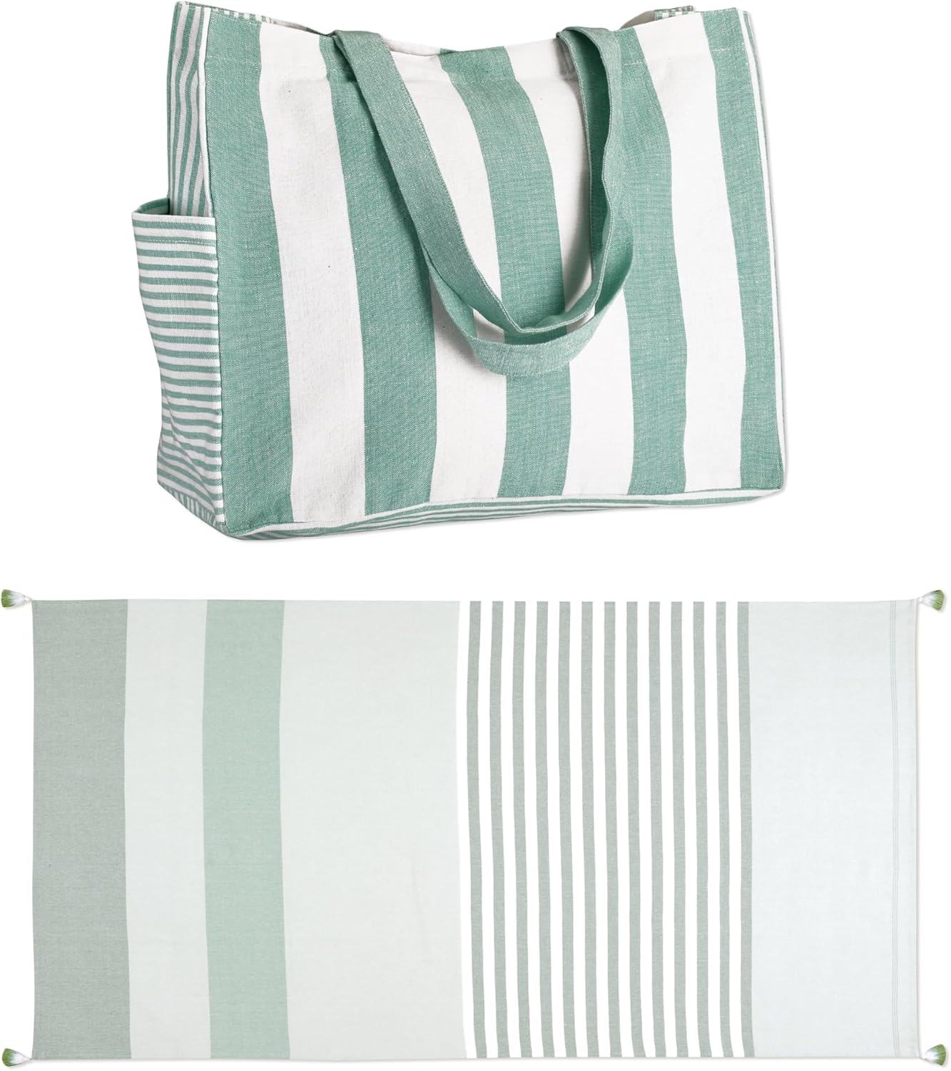 Folkulture Beach Bag For Women | 17 x 14 Inch - 100% Cotton Beach Tote Bag With Zipper, Large Woven Pool Bag, Turkish Beach Towel for Adults with Travel Bag 40" x 72" Bath Towels