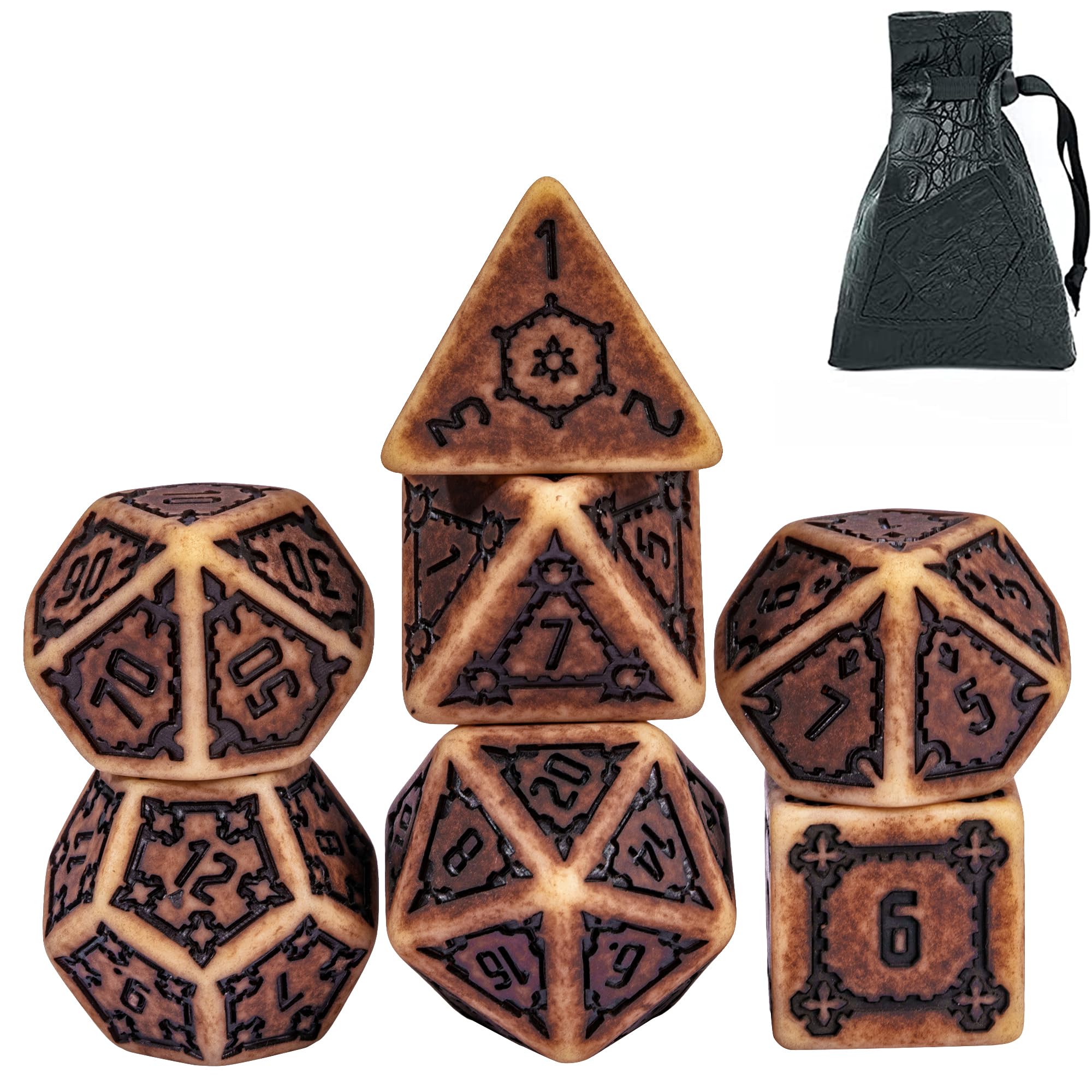 Cusdie 7 Pcs 25mm Giant DND Dice, Polyhedral Dice Set, D&D Dice for Dungeons and Dragons RPG(Retro)