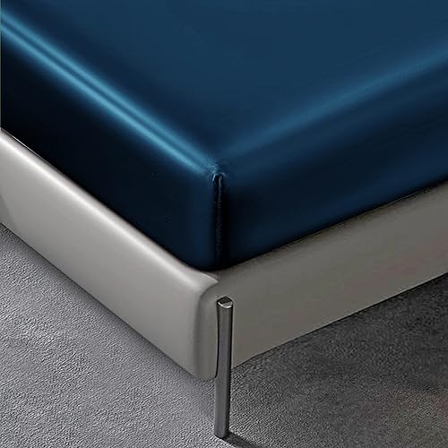 Miniatura 5 de NSGZ Juego de sábanas de satén de 4 piezas tamaño matrimonial, juego de sábanas de satén sedoso con 1 sábana bajera, 1 sábana encimera y 2 fundas de