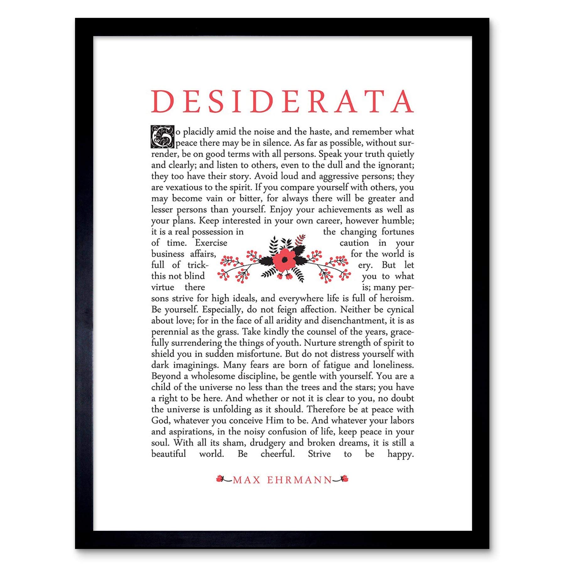 Wee Blue Coo Quote Desiderata Floral Ehrmann Inspiration 12X16" Framed Wall Art Print from B&Q