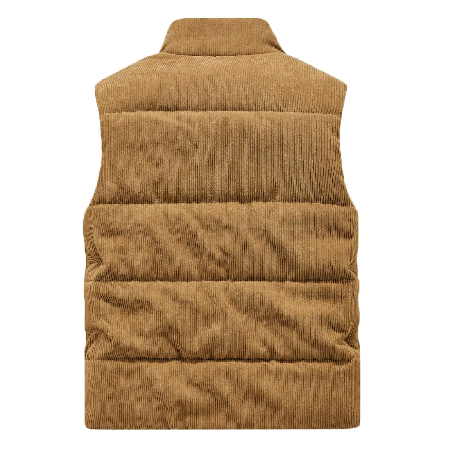 Hombre Chaleco de Pana, Chaqueta con Forro Polar Calentador sin Mangas Acolchada, Chalecos Invierno con Cremallera