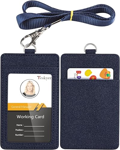 Teskyer Portatarjetas de cuero con cordĂłn para tarjetas de identificaciĂłn, tarjetero de identificaciĂłn con cĂłmodo cordĂłn para personal de oficina, Teskyer Portatarjetas de cuero con cordĂłn para tarjetas de identificaciĂłn, tarjetero de identificaciĂłn con cĂłmodo cordĂłn para personal de oficina,