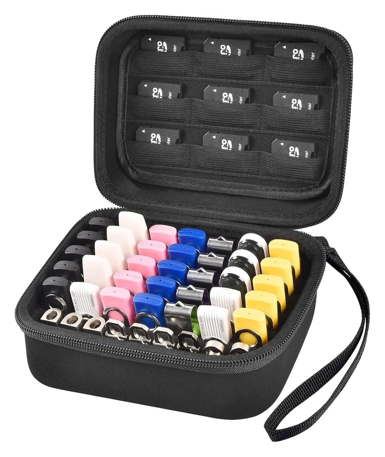 Etui na dysk flash USB, pendrive, kartę pamięci SD SDXC, organizer na karty SDHC, torba do przechowywania akcesoriów elektronicznych SanDisk(Black)