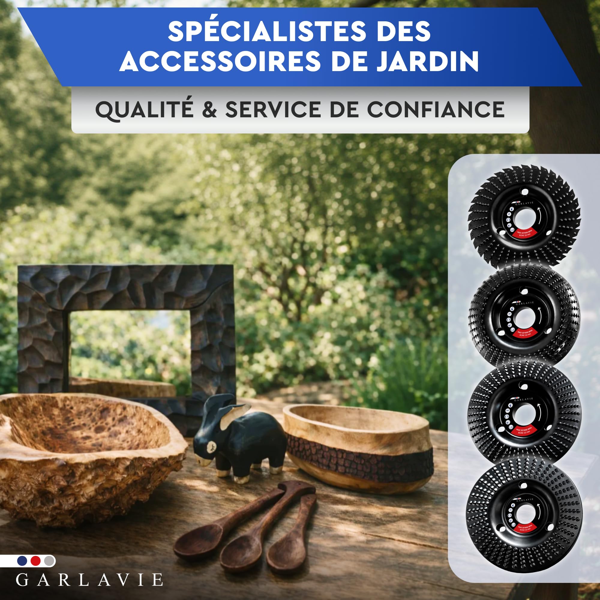 Professionnel Disque Bois Meuleuse 115 mm – Lot 4 Pièces pour Meuleuse d’Angle | Râpe, Fraisage, Sculpture, Fraise Racine