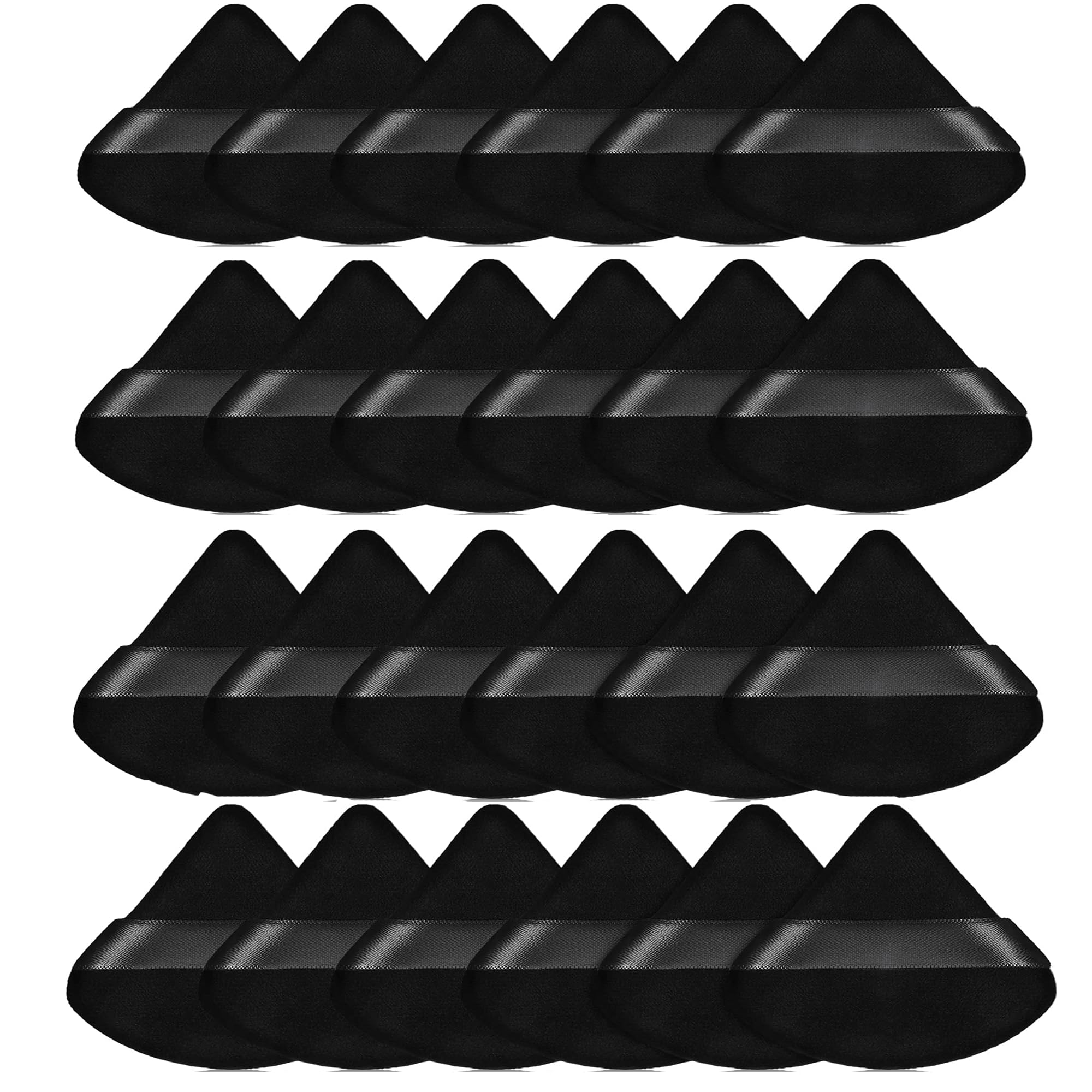 – 24 Pcs Triangle Makeup Puff Set – Soft Reusable Foundation & Loose Powder Sponges, Wet & Dry Use, Mini Face Makeup Blender for Cream Liquid Powder (Black)