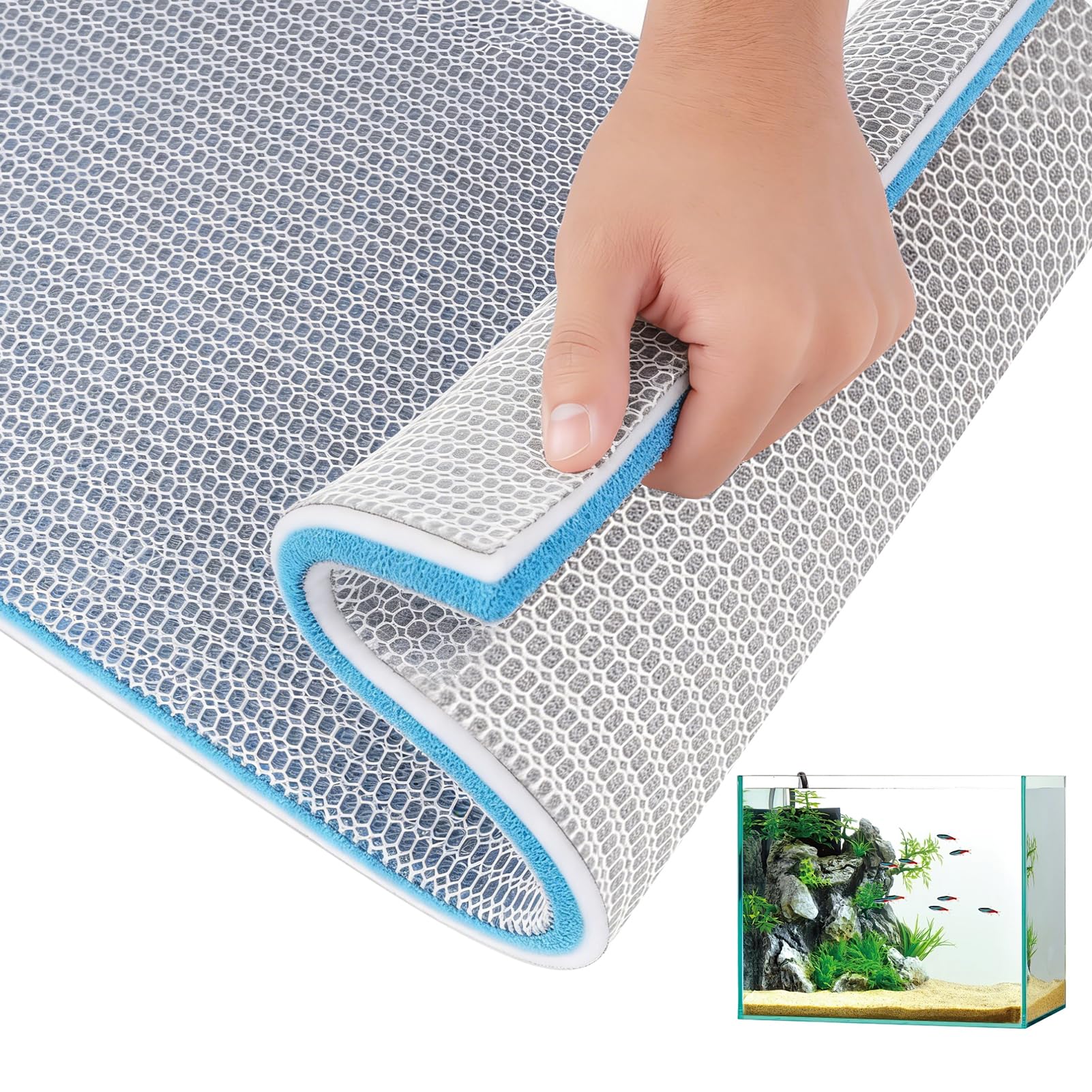 Auravale Aquarium Filter Sponge Pad, 40x30x1.5cm Multi-Layer Cuttable Filter Floss Media for Fish Tank and Pond, Reusable Bio Foam Sponges for Freshwater Saltwater Filtration Accessories