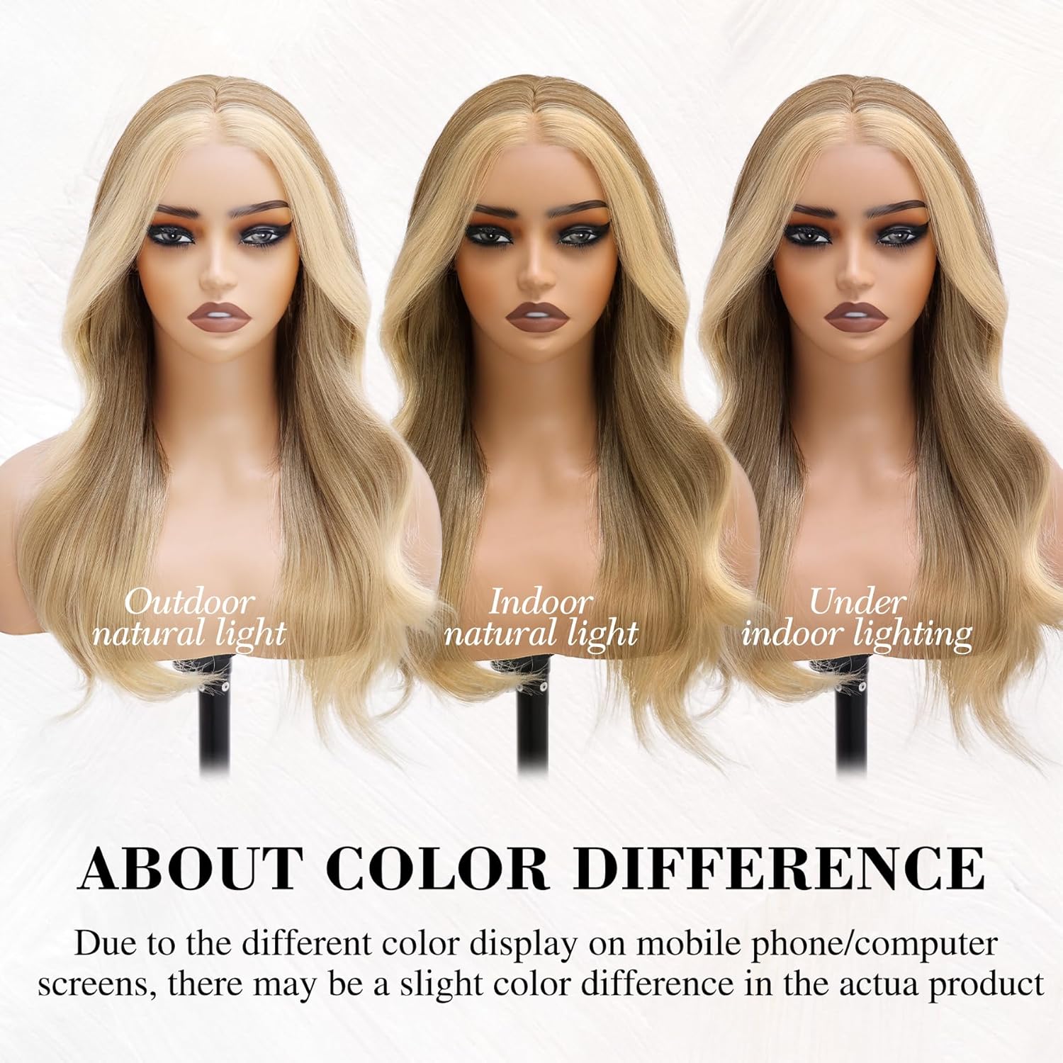 WECAN Ombre Blonde Glueless Wig Synthetic Lace Front Wig 13x4 Pre Plucked Pre Cut Wavy Wig Blonde Wig