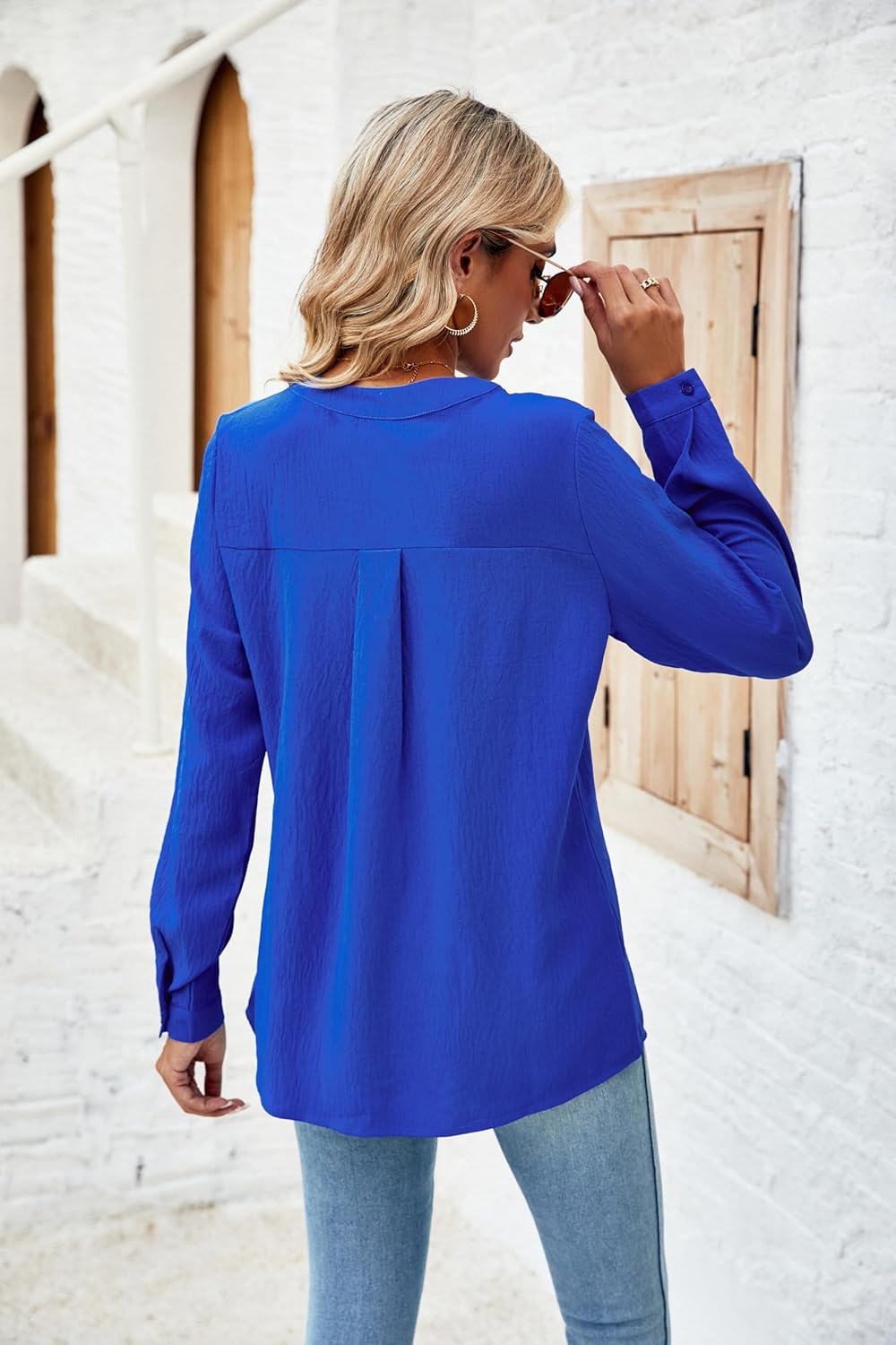 Blooming Jelly Women's Dressy Casual Blouses Business Long Sleeve Shirts V Neck Work Tops Fall Fashion Outfits - Image 6