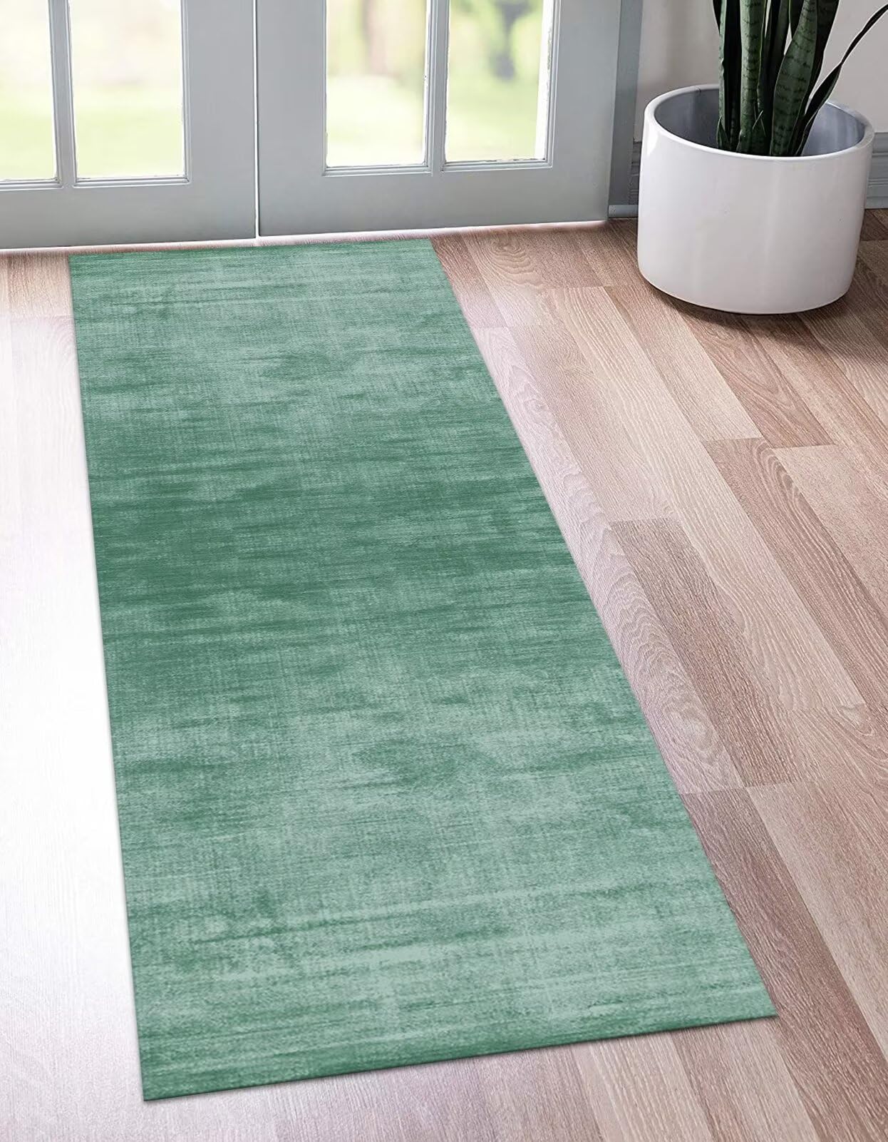 Teppich Läufer Flur Küche rutschfest Waschbar Teppichläufer Flur Hellgrün 70X180CM Modern Teppichläufer Fußmatte Polyester Anpassbar für Vorzimmer Eingangsbereich Schlafzimmer Wohnzimmer Küche