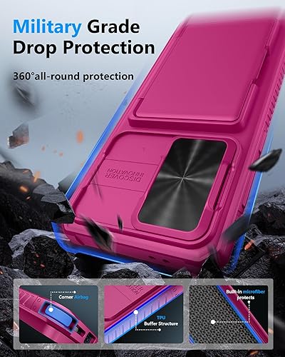 Miniatura 5 de ATATOO Funda para Samsung Galaxy S24 FE con tarjetero (almacena 4-5 tarjetas) [bloqueo RFID] y cubierta de cámara deslizante, protección de grado