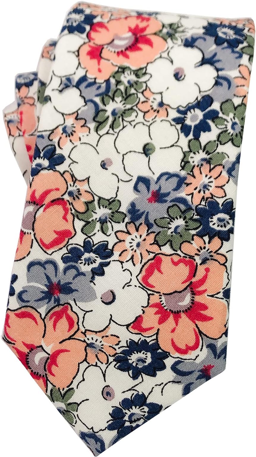 Men's Cotton Floral Neck Tie 2.56'' Printed Skinny Tie