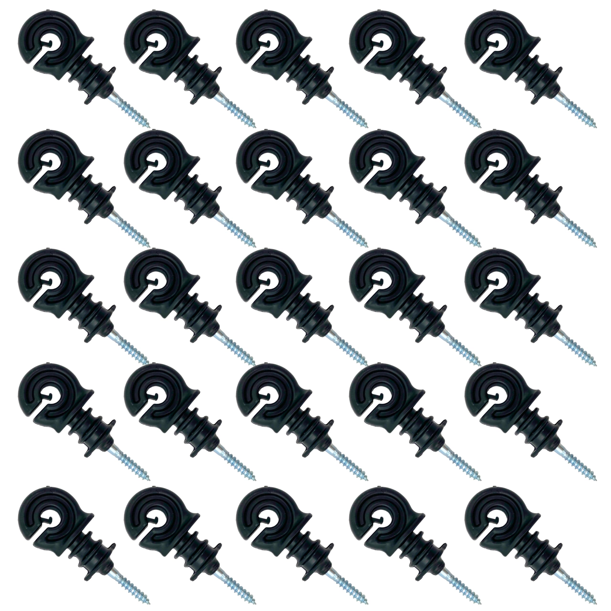 100x Weidezaun Isolatoren mit Holzgewinde 6 mm – Elektrozaun Isolator für Draht, Litze & Seil, Pastuch Zubehör