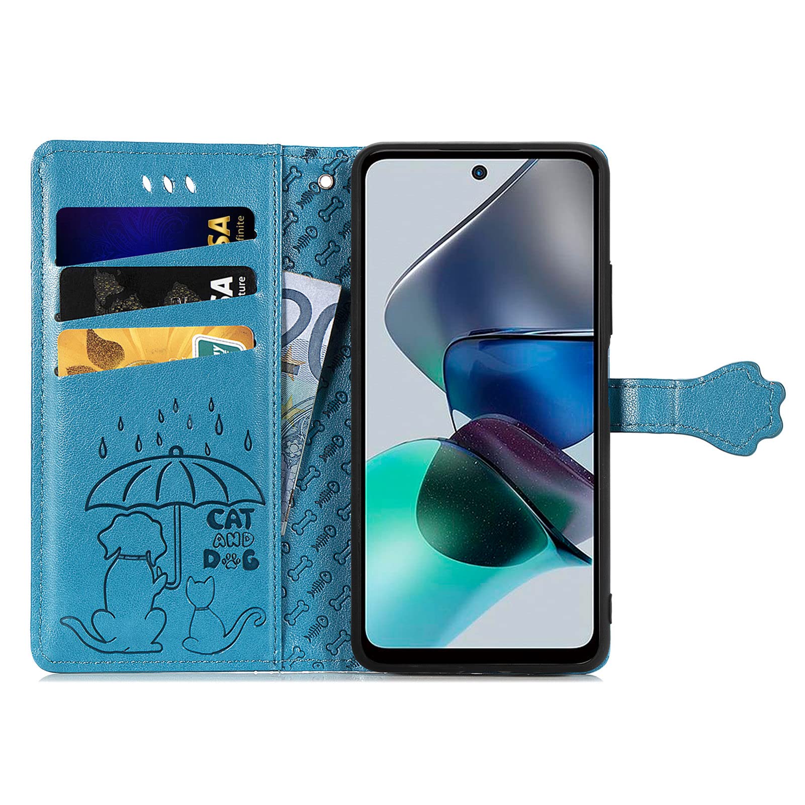Cover Portafoglio In Pelle Per Motorola Moto G13 - Custodia A Libro Con 3 Slot, Chiusura Magnetica E Supporto - Nero