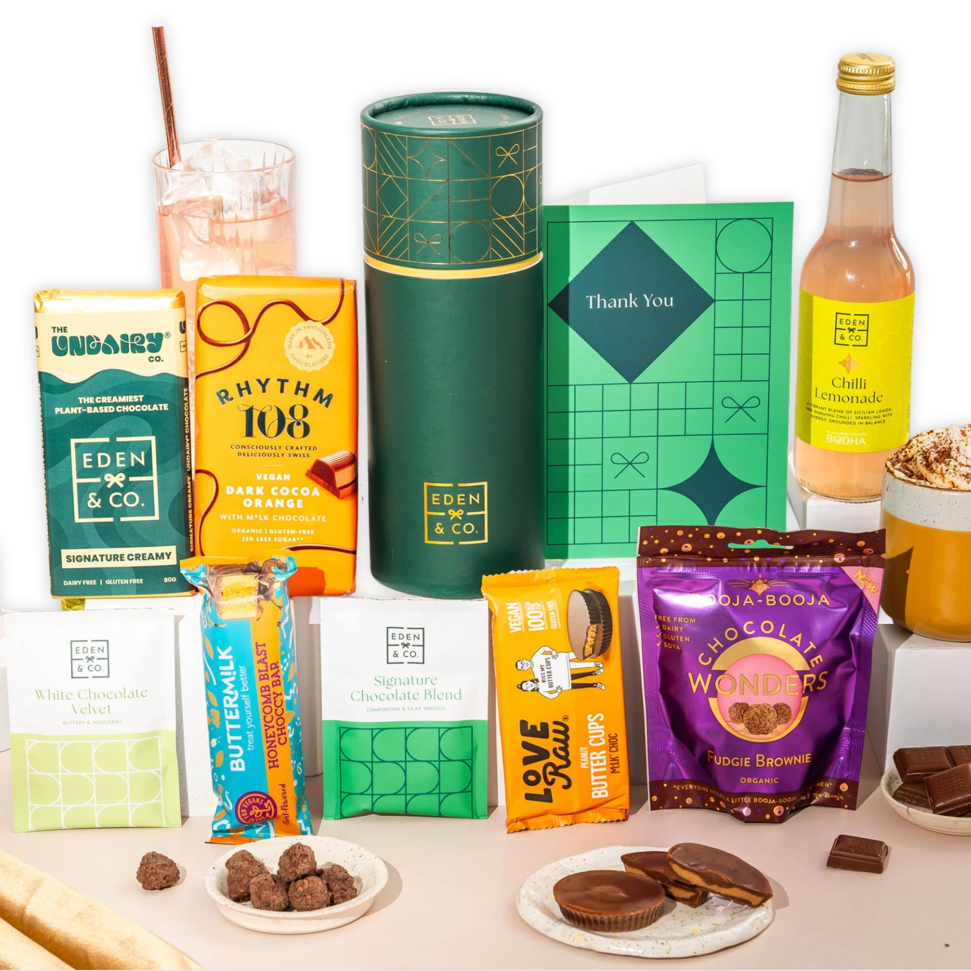 Gluten Free Hamper Gift Box with Truffles & Hot Chocolate Set, Thank You Gift Hamper For Her by EDEN & CO