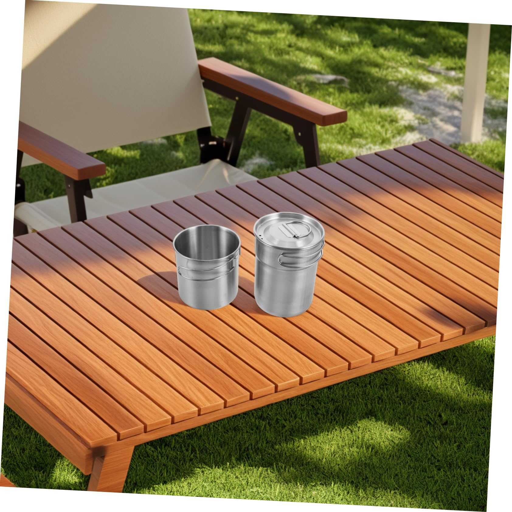 Toyvian Campingbecher aus Metall 2 Stück-pack mit Klappbaren Griffen | Edelstahl, Rundes Design, Stapelbar, Vielseitig Nutzbar, für Kaffee und Getränke Beim Camping und Wandern