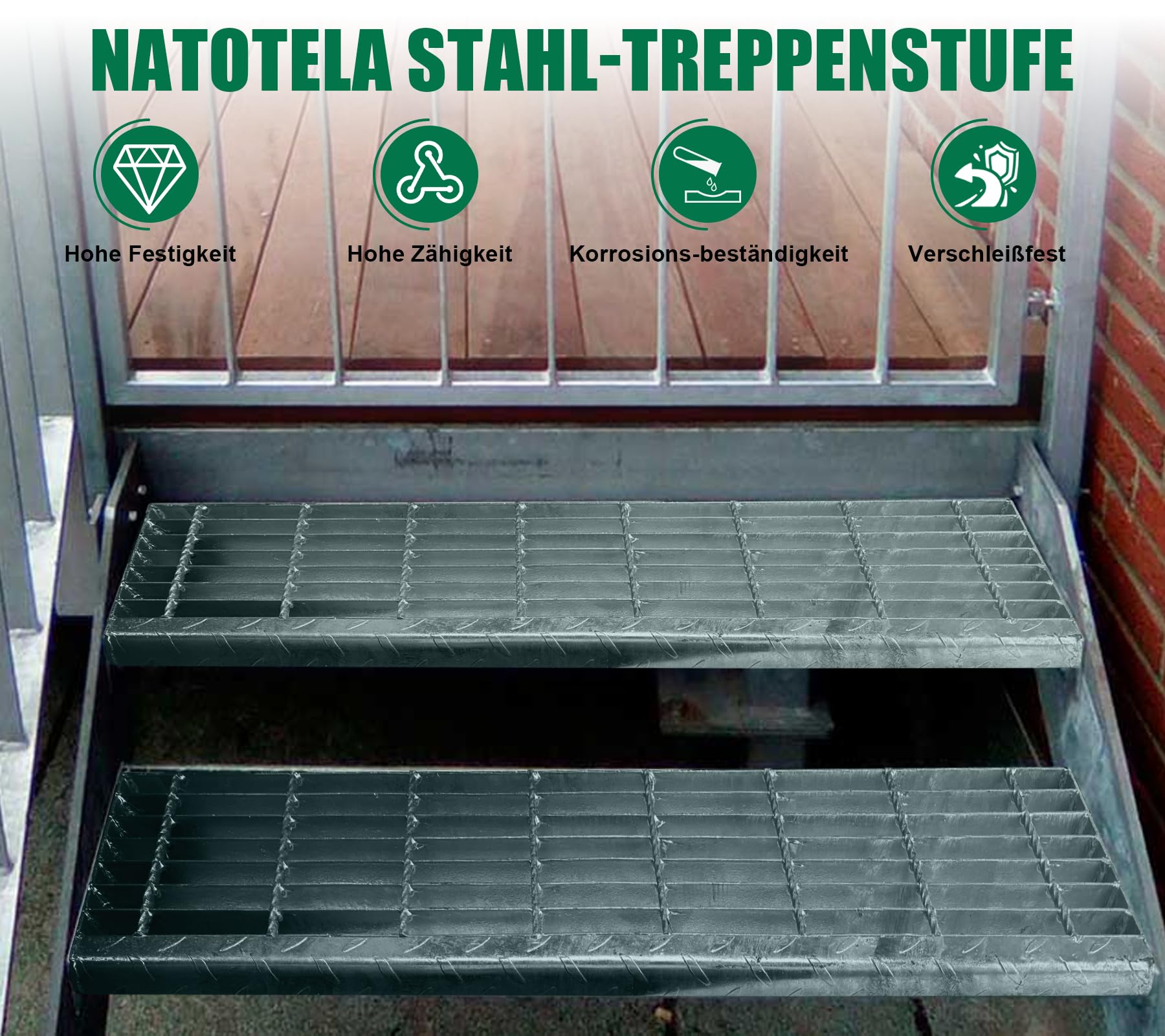 Rejilla de 240 x 1000 x 25 mm, rejilla galvanizada, antideslizante, apta para escape, fábrica, escaleras exteriores, sótano, taller, área industrial, jardín, granja