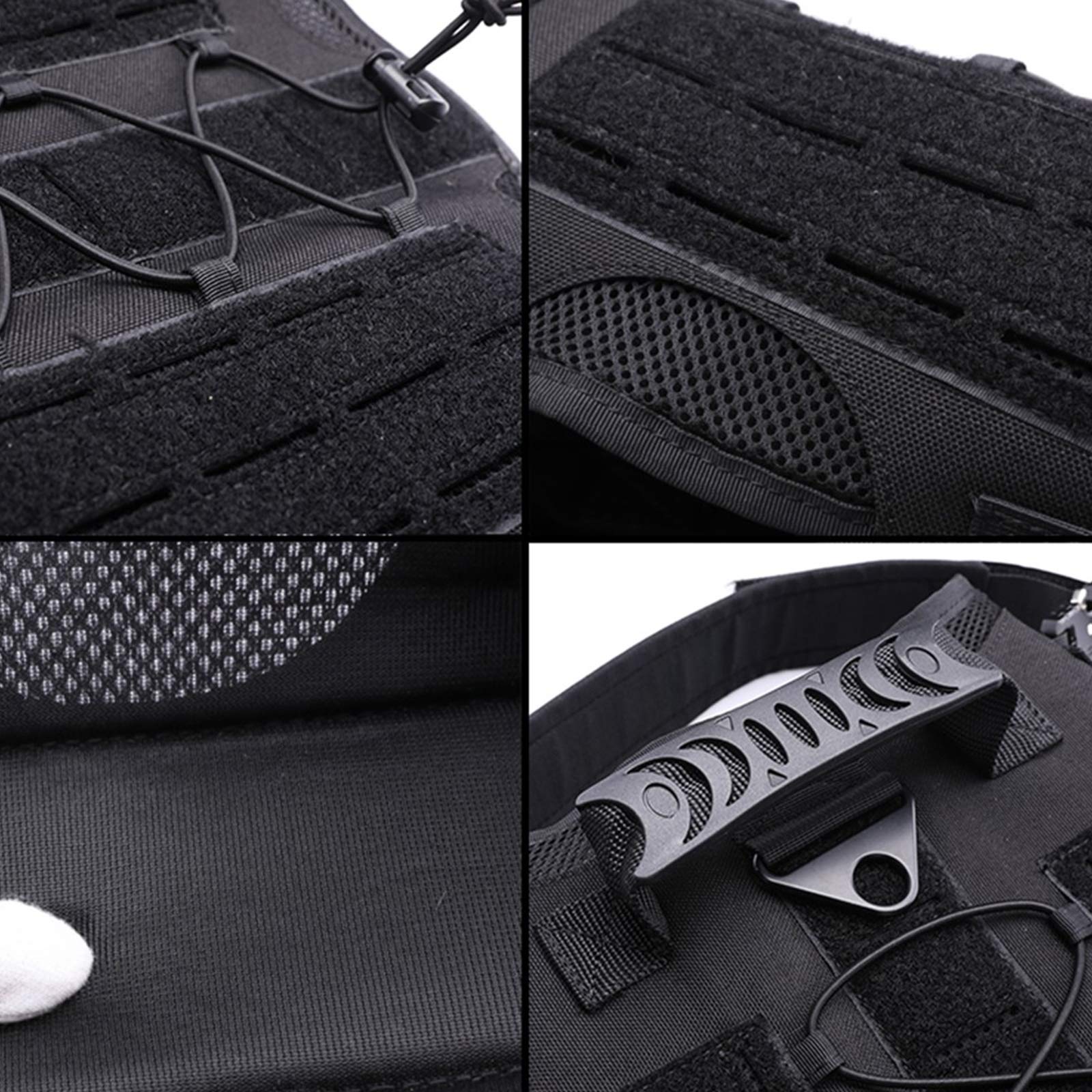 Arnés Perros Chaleco Táctico, Entrenamiento De Trabajo Molle Chaleco,MOLLE Compacta Arnés Nailon Bolsas Chaleco Abrigo para Mascota Senderismo, Caminar con Asa Y 2 Bolsos Desmontables,Negro,M