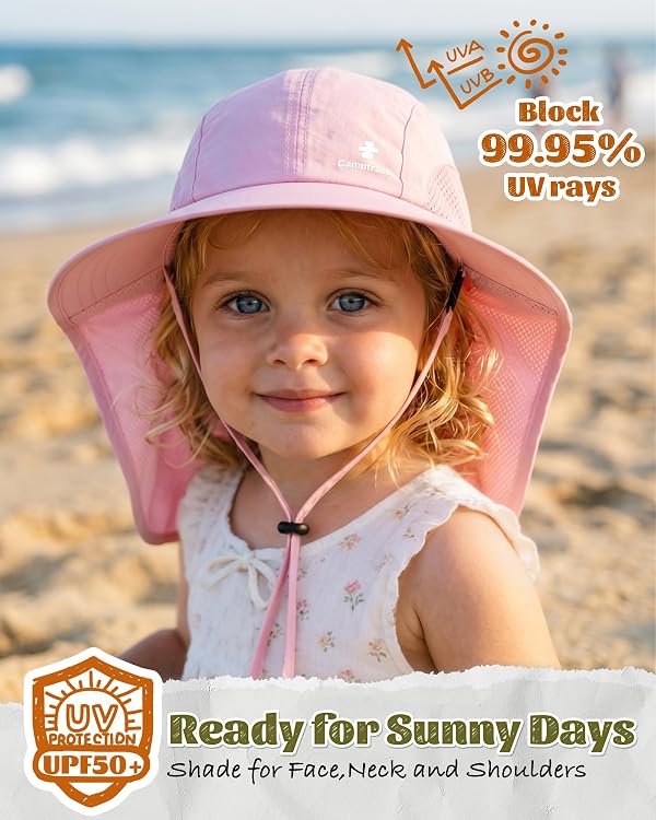 Camptrace Toddler Kids Sun Hat UPF 50+ with Neck Flap Ponytail Hole by Camptrace - Used condition - Image 2