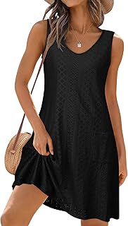 Swimsuit Coverup Summer Dresses for Women Eyelet Casual Loose Sleeveless...