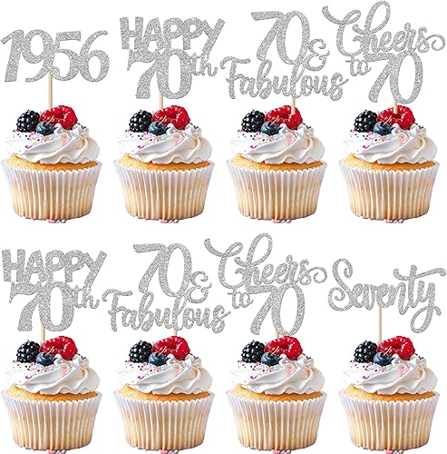 Vista 43 de Rsstarxi Paquete de 30 decoraciones para cupcakes de cumpleaños de 14 años con purpurina 2011 Hello 14 Cheers to 14 años de edad, catorce años, Negro