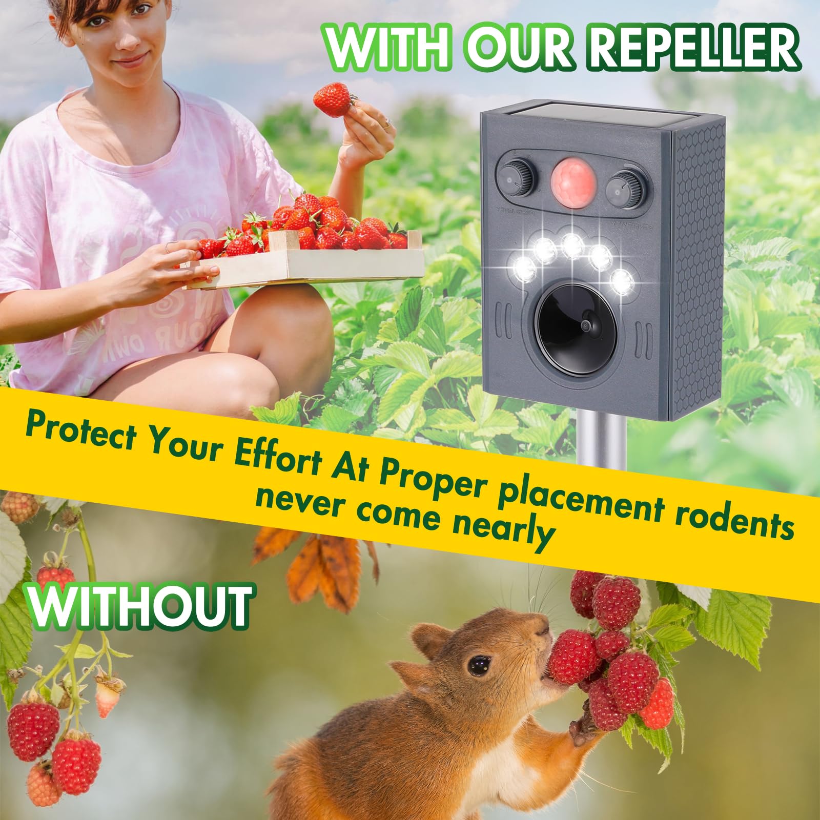Repelente Ultrasónico para Animales, Repelente para Gatos De Jardín, Repelente Solar Ultrasónico con Sensor Pir y Flash, 5 Modos De Ajuste, Repelente para Gatos para Jardín, Patio