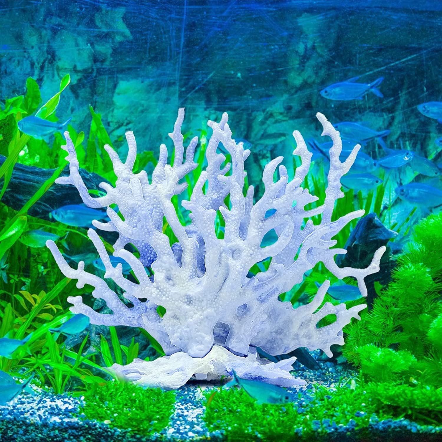 Corail Artificiel Réaliste Couleurs Vives, Décor Récif Brillant Pour Aquarium Domestique Ou Bureau